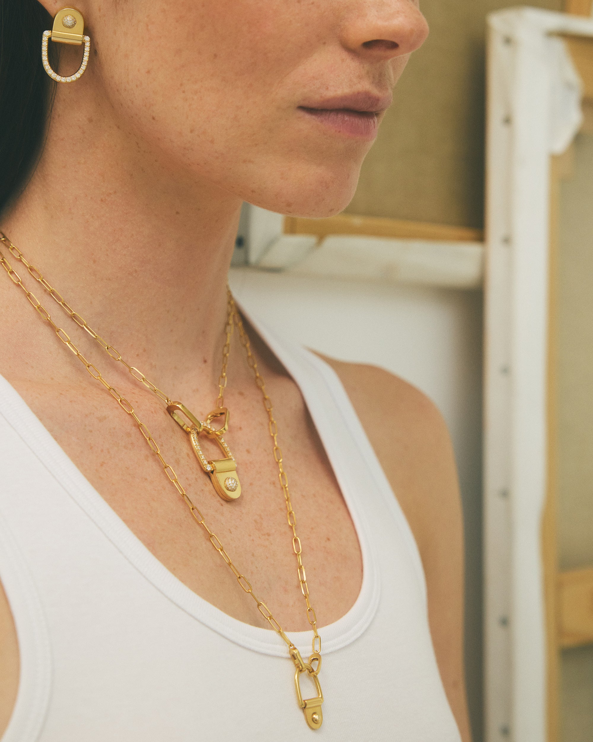 Diamond & 18k Gold Rivet XL Pendant Necklace