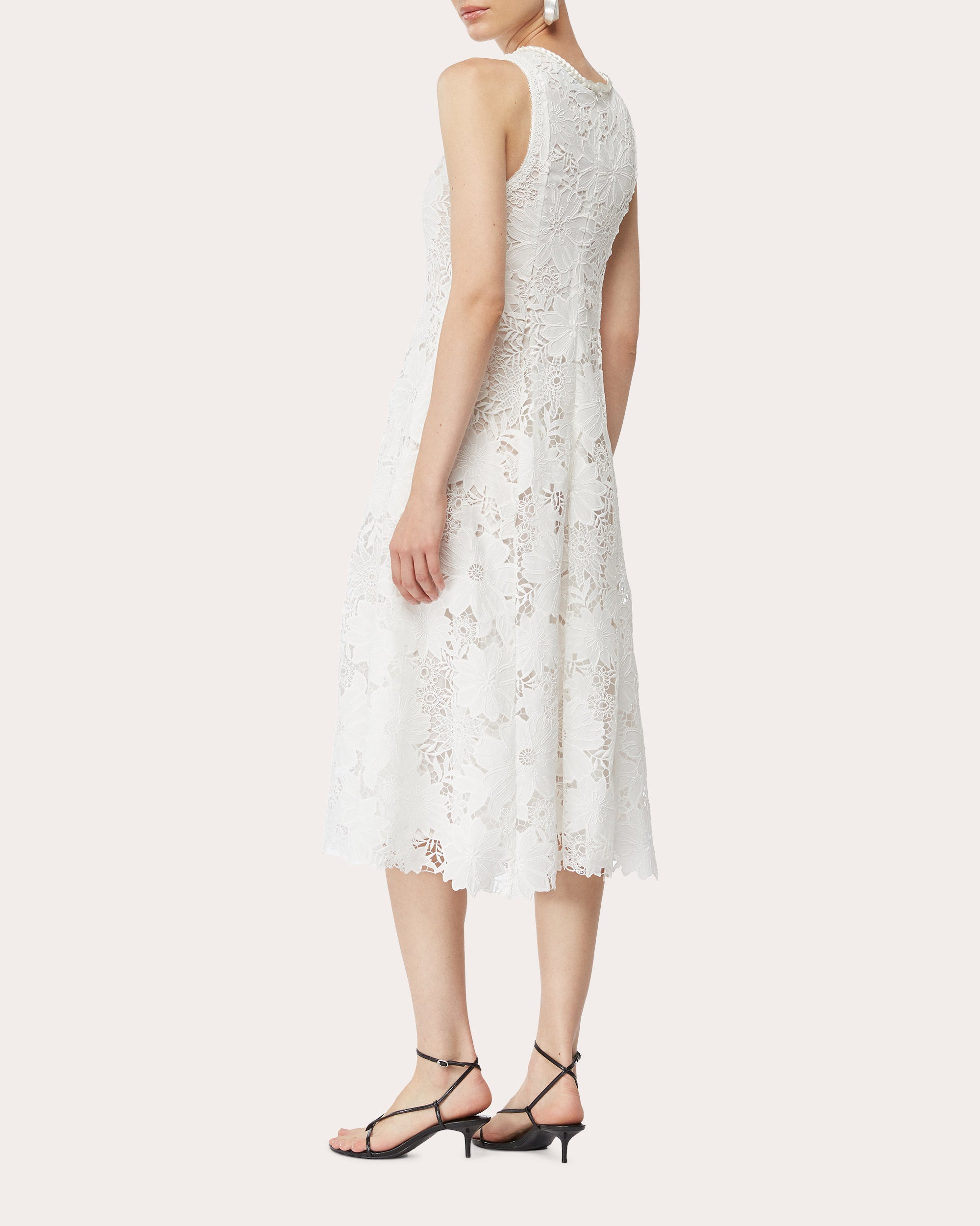 fit and flare lace midi dress Oasis Women's Lace Fit & Flare Midi Dress in Black | Size: 10