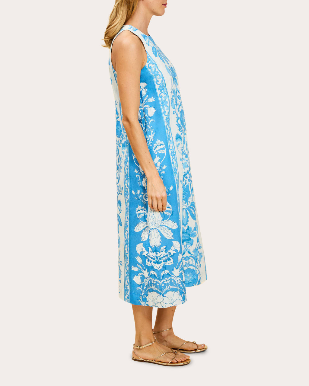 Farfalle Floral Cotton Column Midi Dress