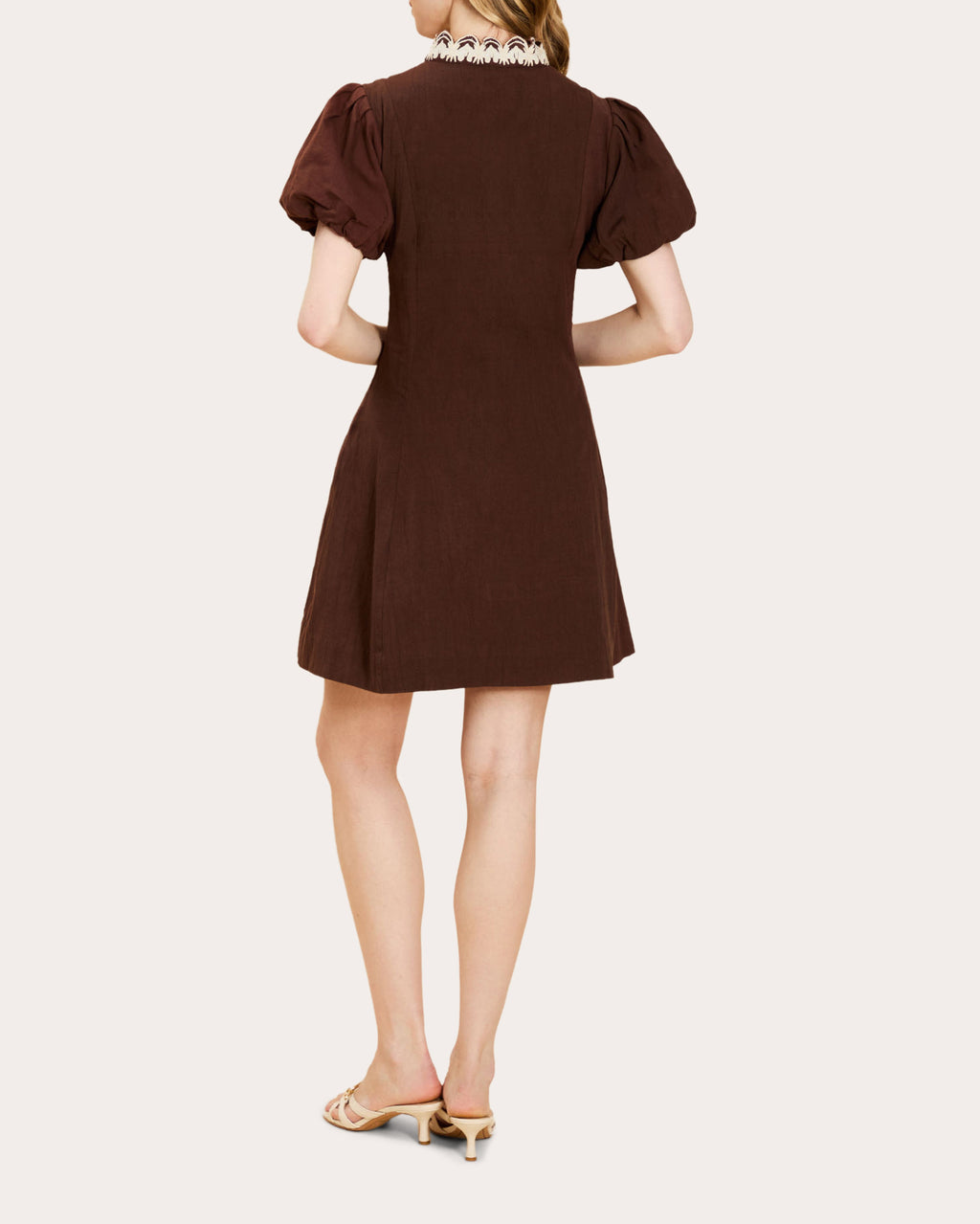 Flavia Embroidered Puff-Sleeve Mini Dress