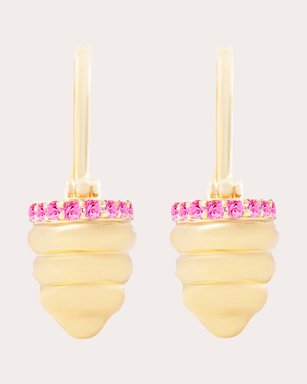 Pink Sapphire & 14k Gold Found Cap Drop Earrings