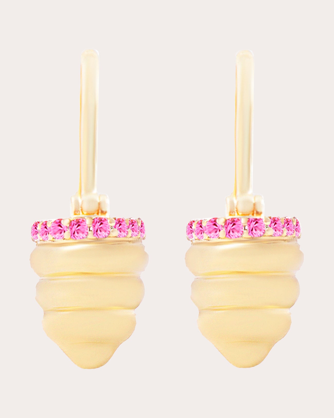 Pink Sapphire & 14k Gold Found Cap Drop Earrings