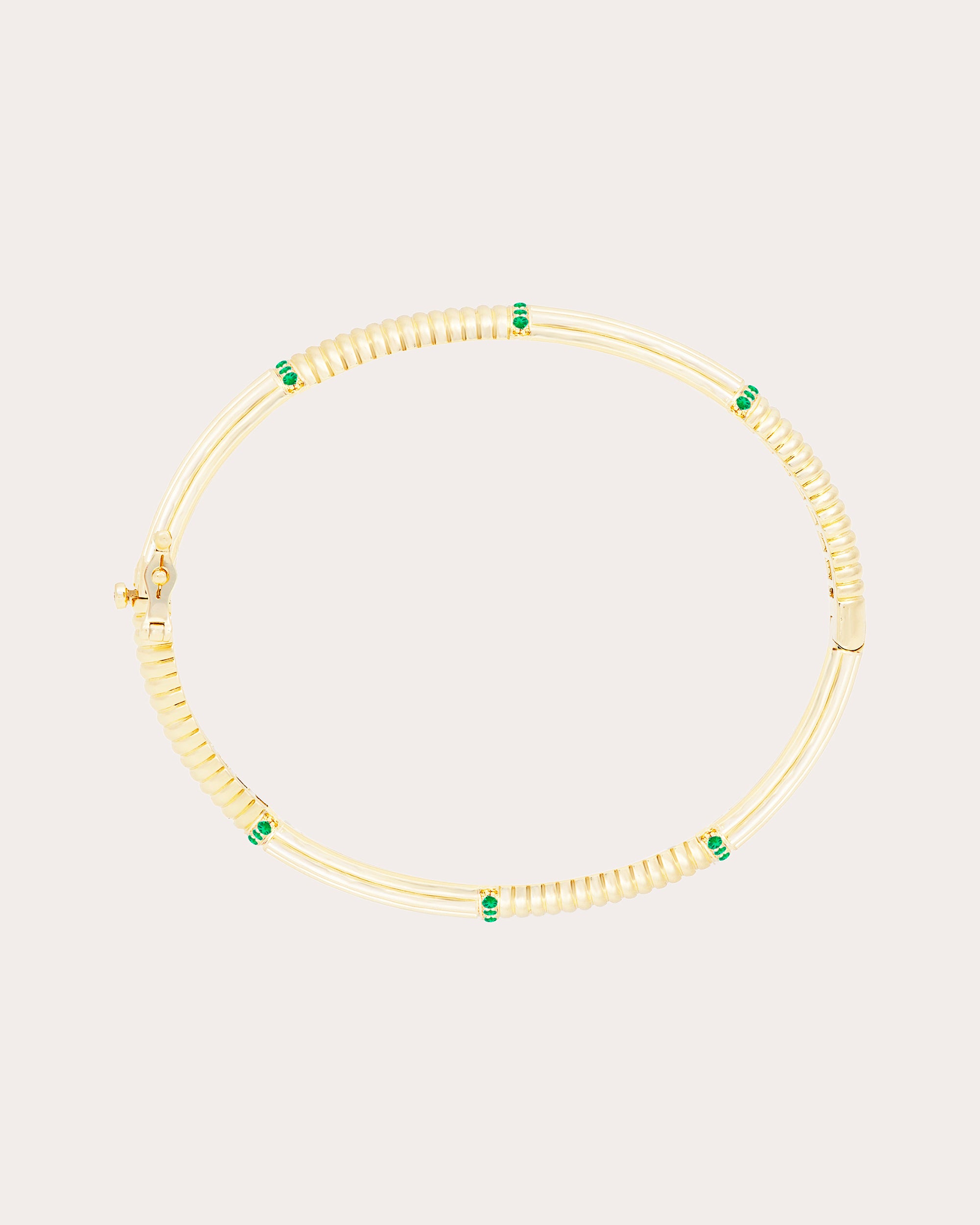 Tsavorite & 14k Gold Found Ribbed Bangle