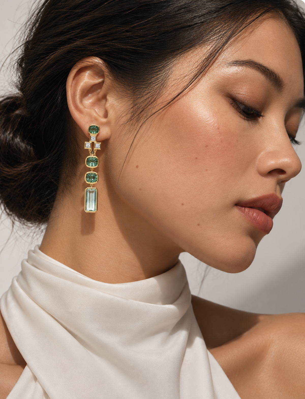 Tourmaline & Diamond 18k Gold Gleam Drop Earrings
