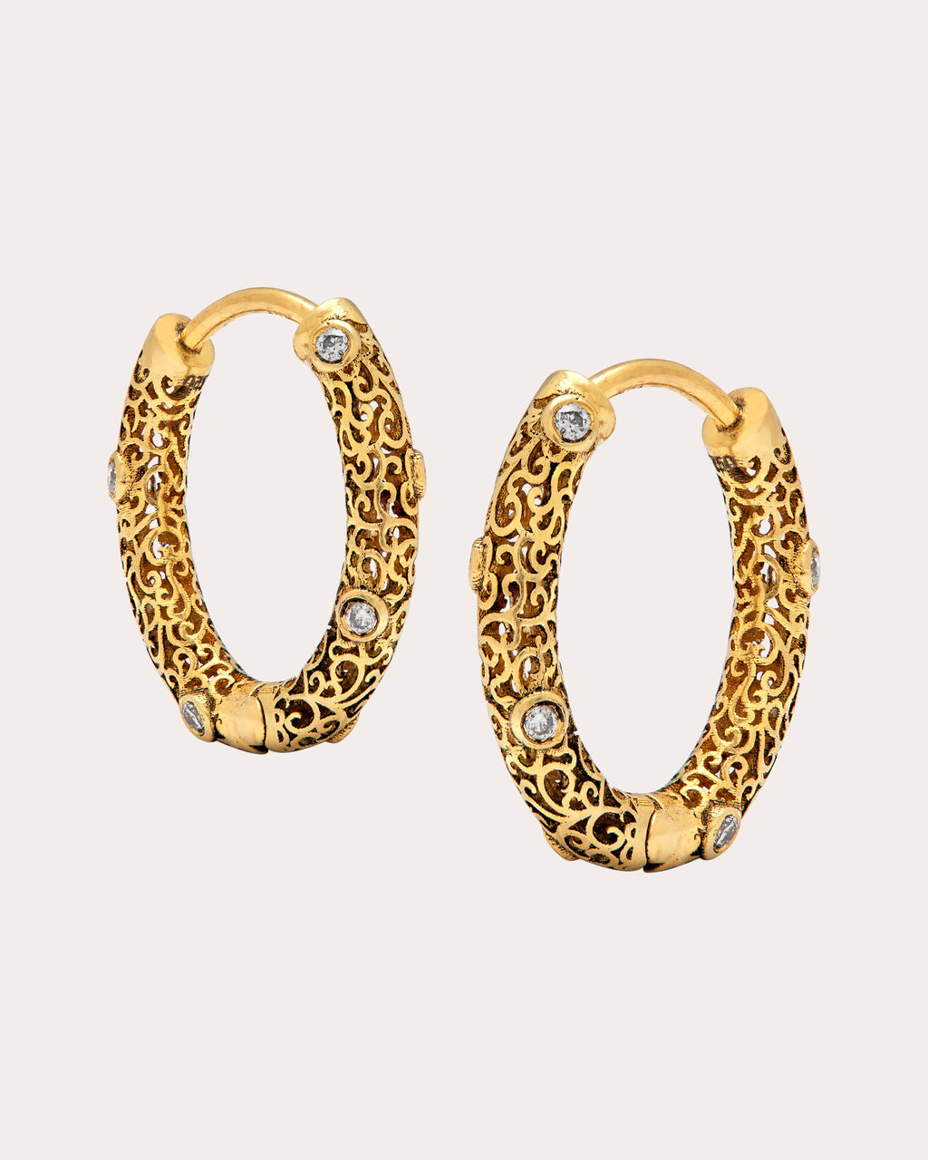 Jali 18K Gold Diamond Hoop Earrings