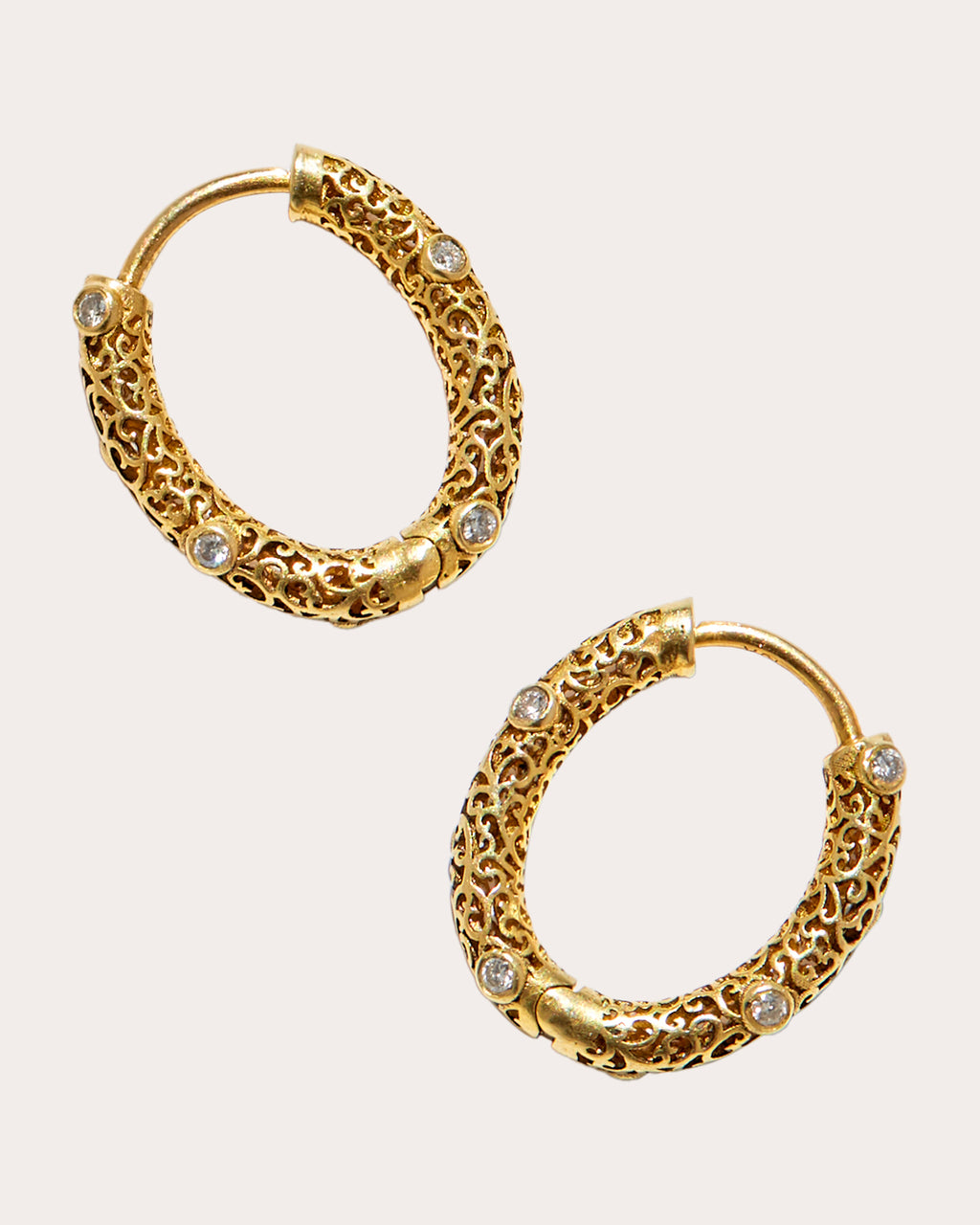 Jali 18K Gold Diamond Hoop Earrings