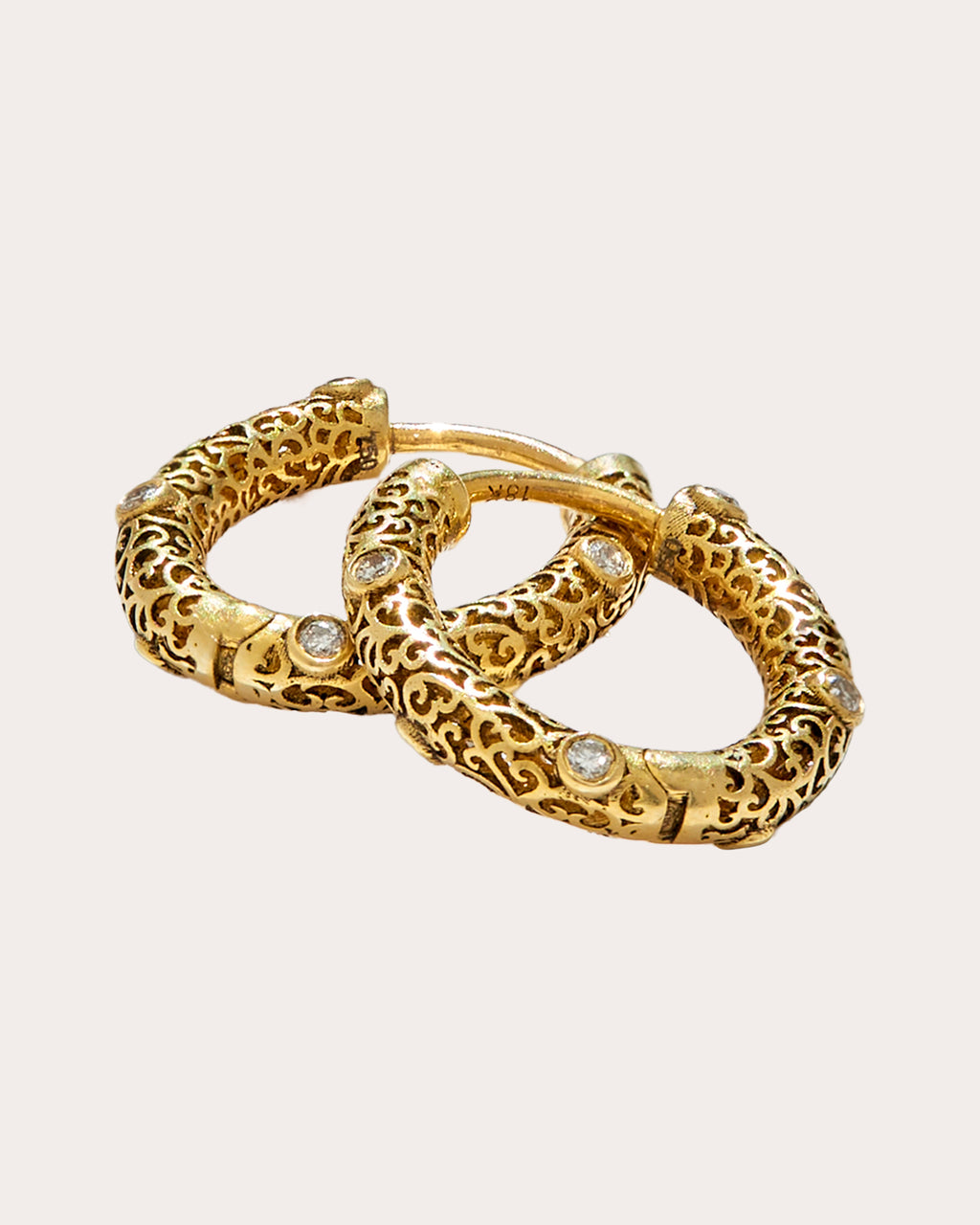Jali 18K Gold Diamond Hoop Earrings
