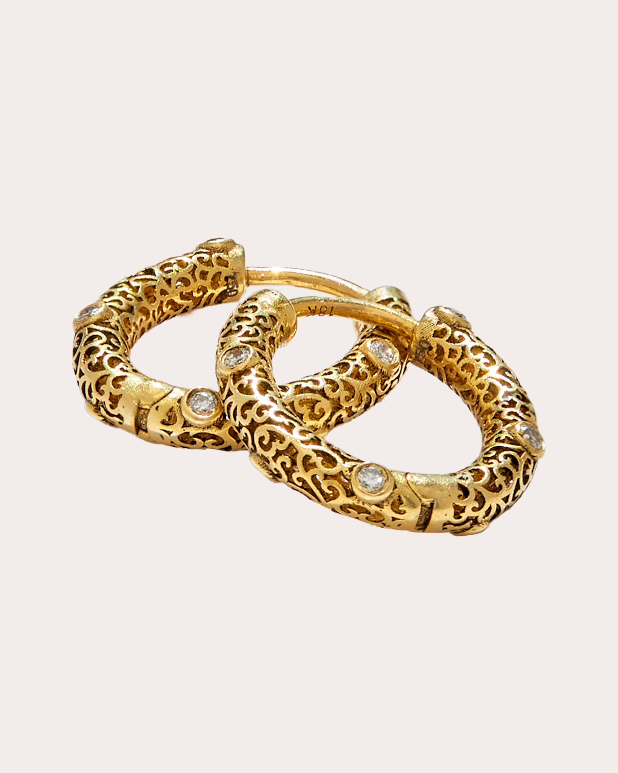 Jali 18K Gold Diamond Hoop Earrings