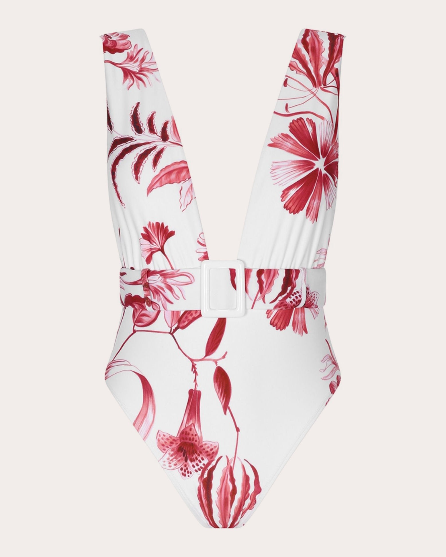 La Vie Rouge Belted Plunge One-Piece