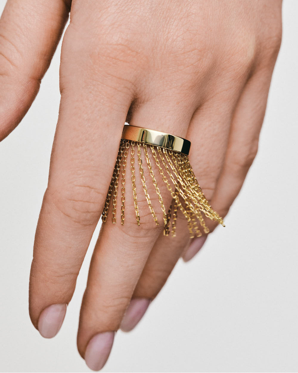 18k Gold Short Chainfall Ring