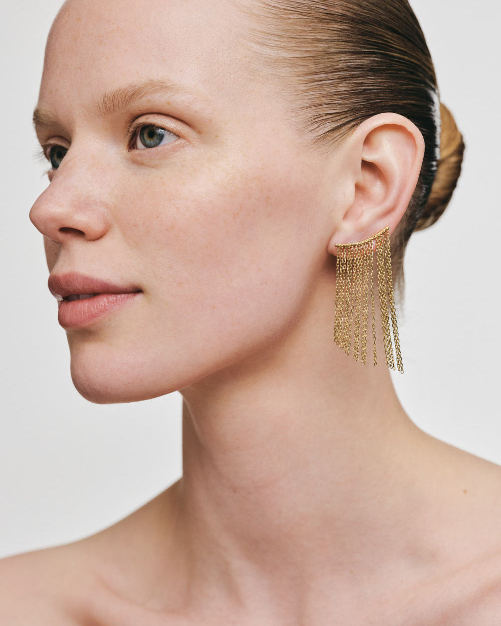 18k Gold Mid Chainfall Ear Climbers