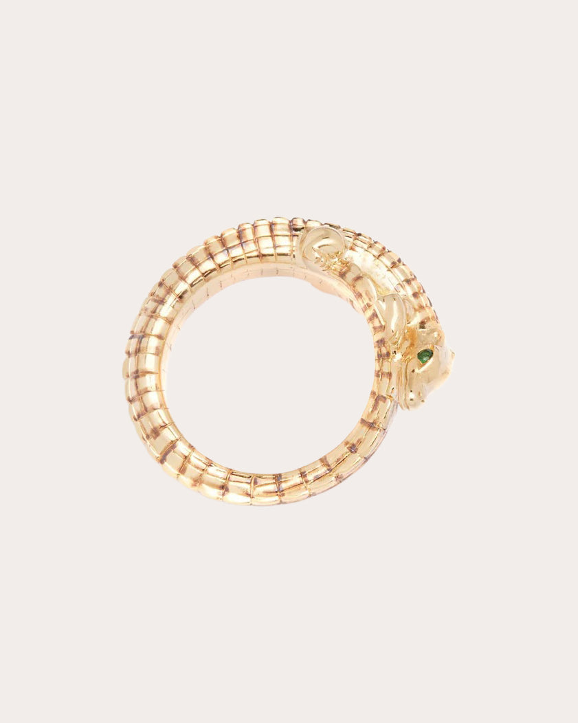 Tsavorite & 18k Gold Alligator Pinky Ring