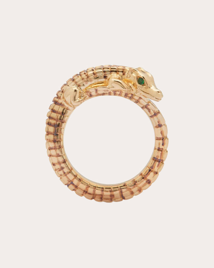 Tsavorite & 18k Gold Alligator Pinky Ring