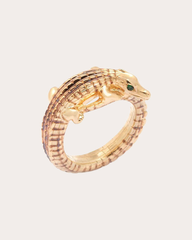 Tsavorite & 18k Gold Alligator Pinky Ring