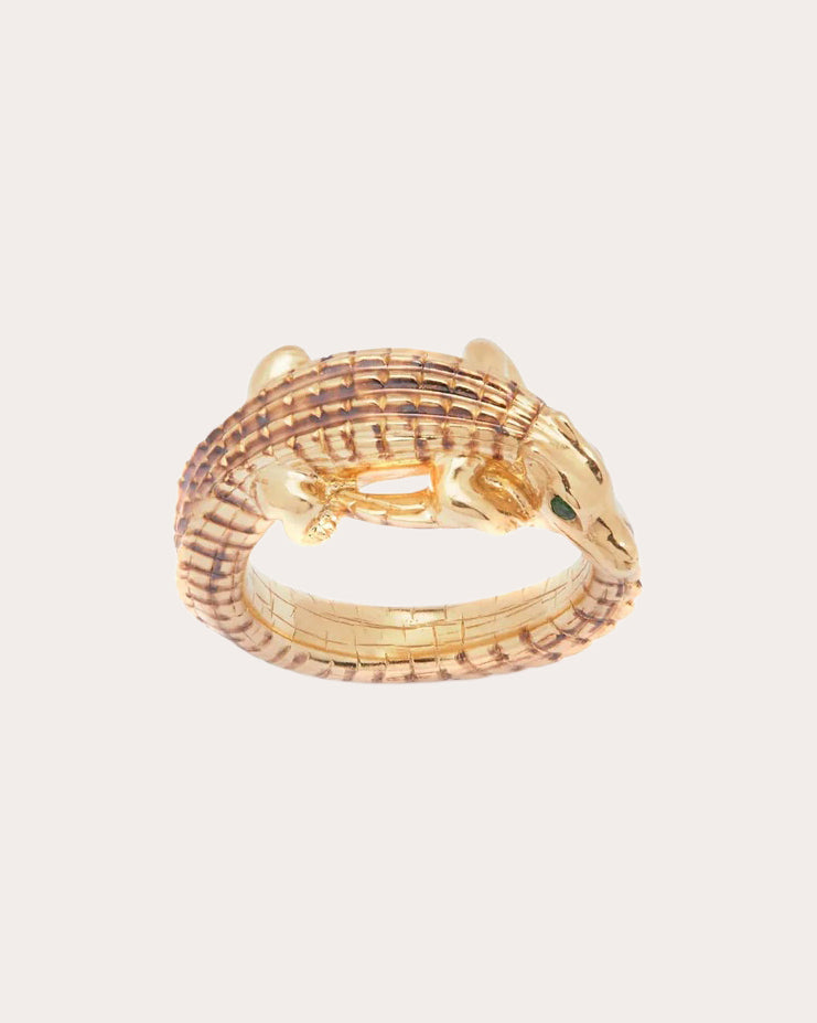 Tsavorite & 18k Gold Alligator Pinky Ring