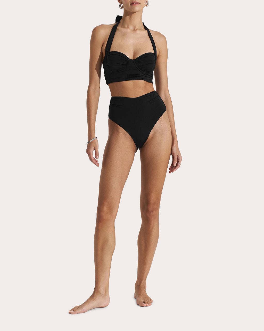 Haven Ruched High-Rise Bikini Bottoms