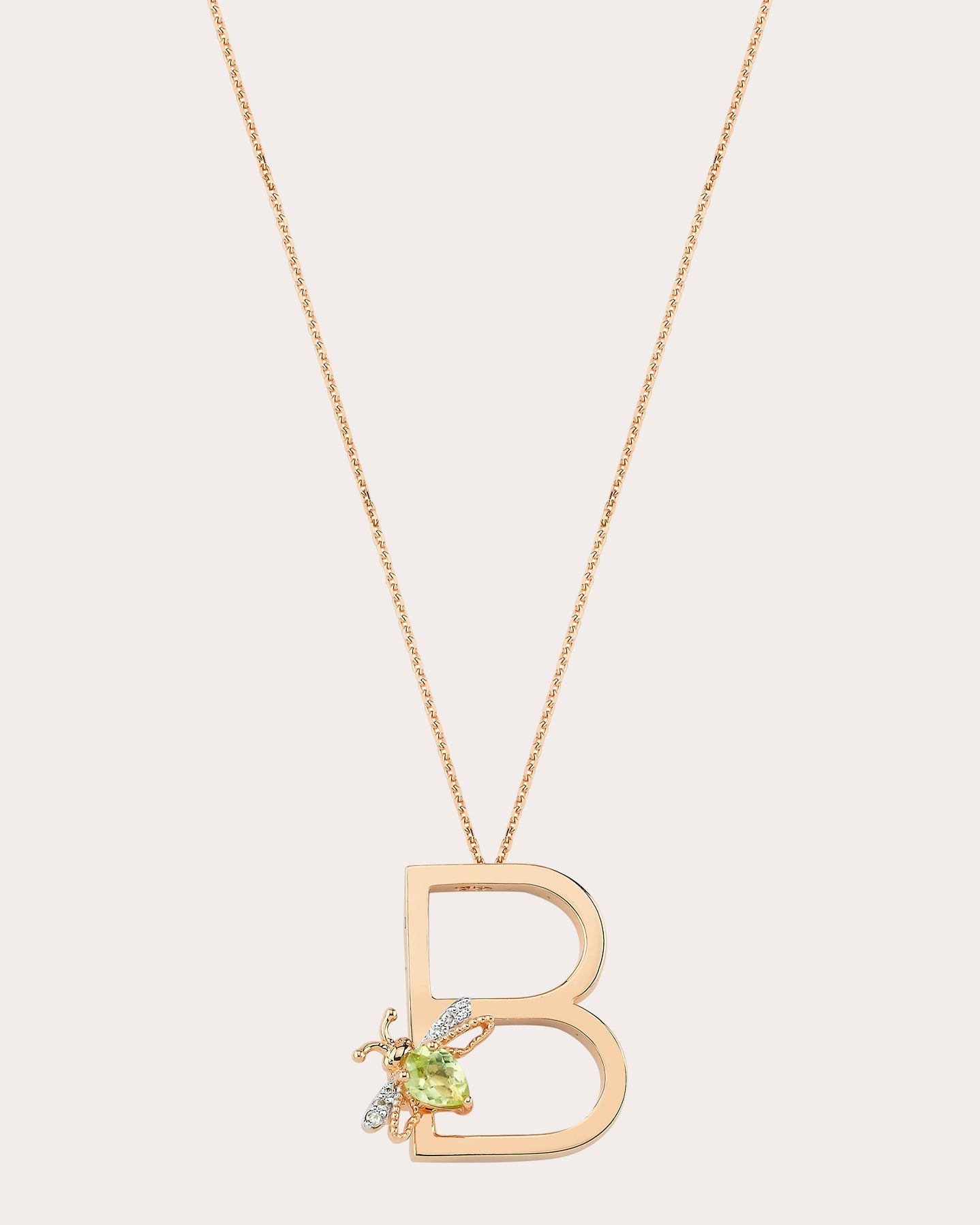 Peridot & Diamond Letter B Pendant Necklace