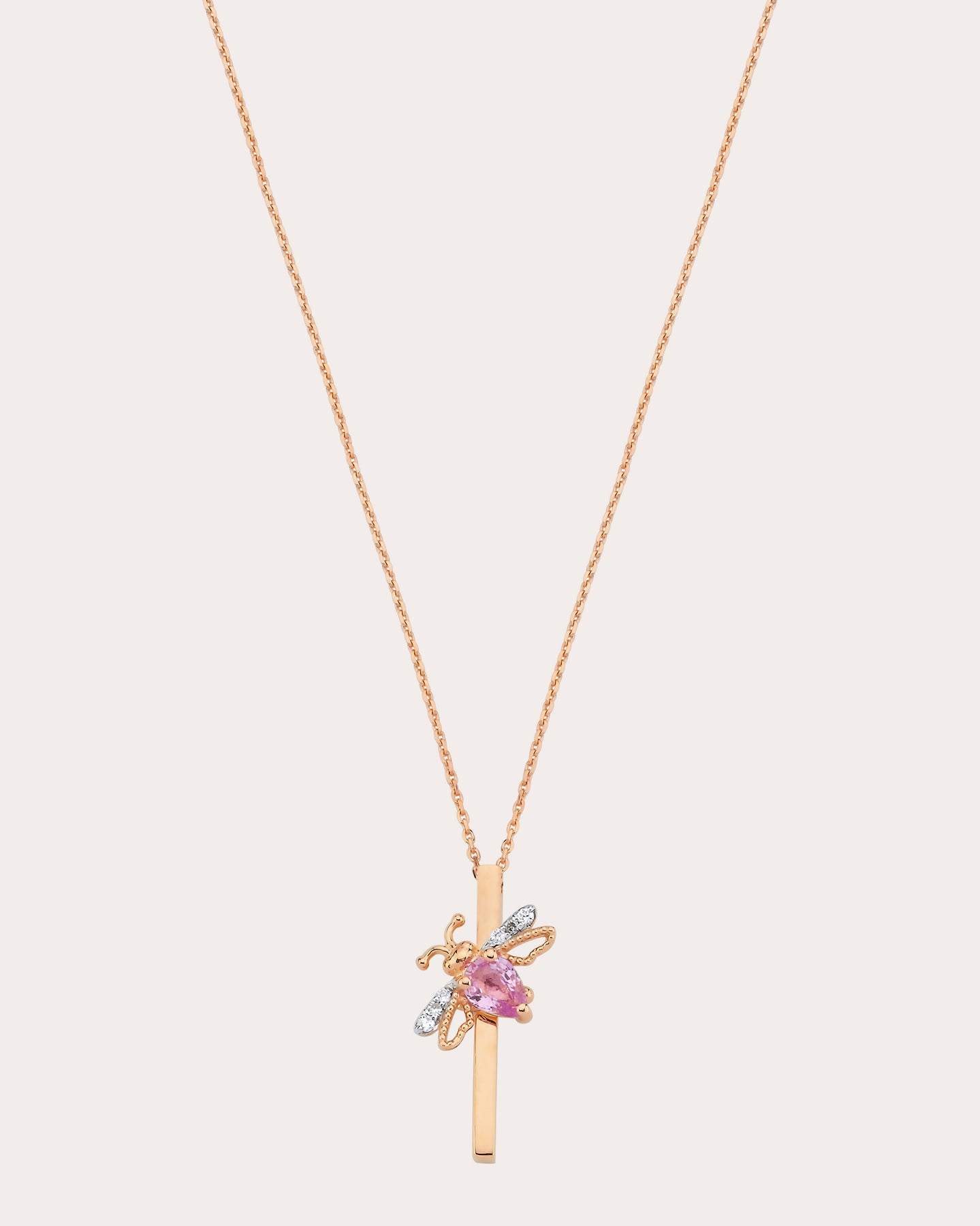 Pink Sapphire Letter I Pendant Necklace
