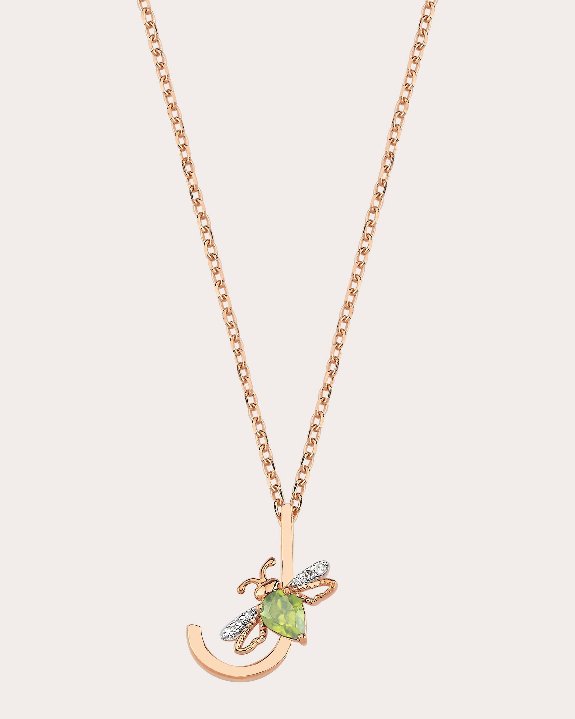 Peridot & Diamond Letter J Pendant Necklace
