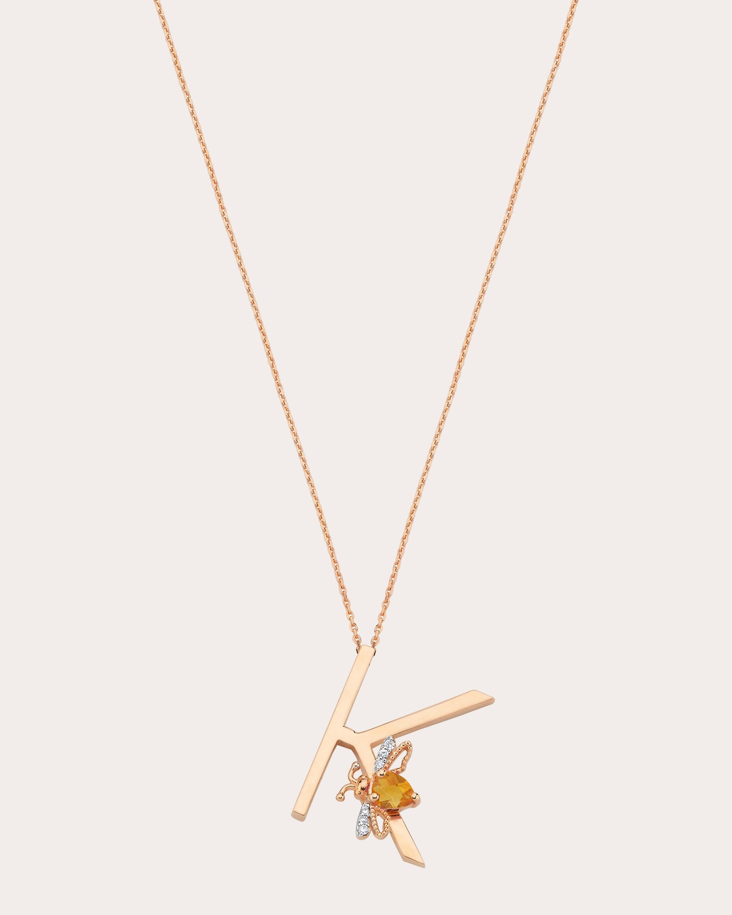 Citrine & Diamond Letter K Pendant Necklace
