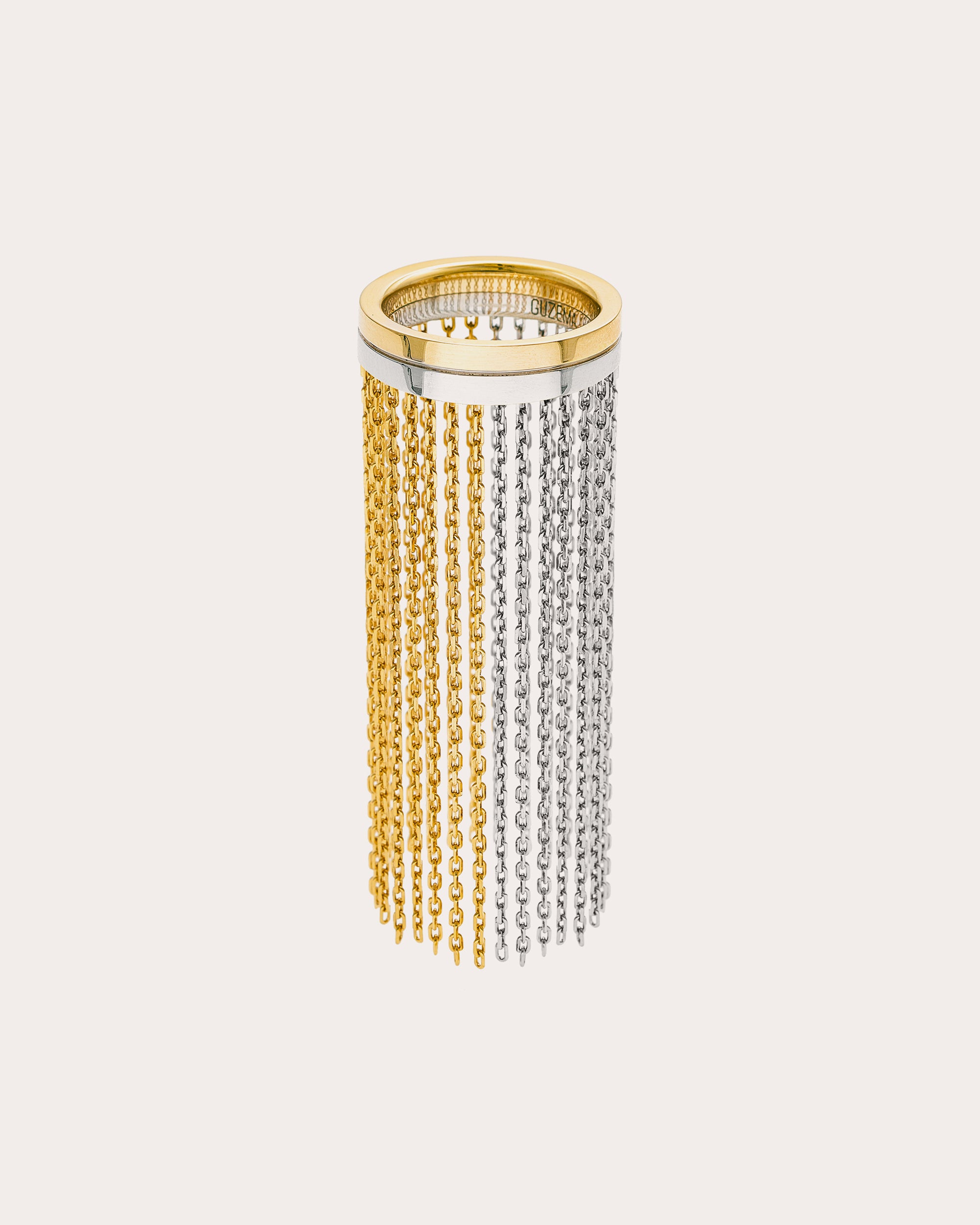 18k Gold Two-Tone Long Chainfall Ring