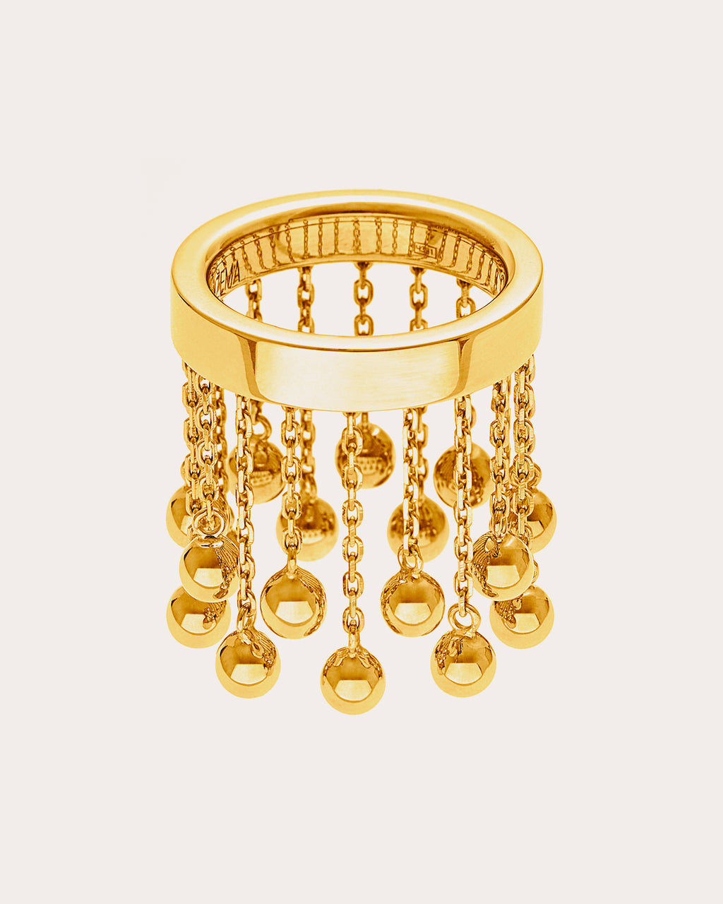18k Gold Orbs Chainfall Ring