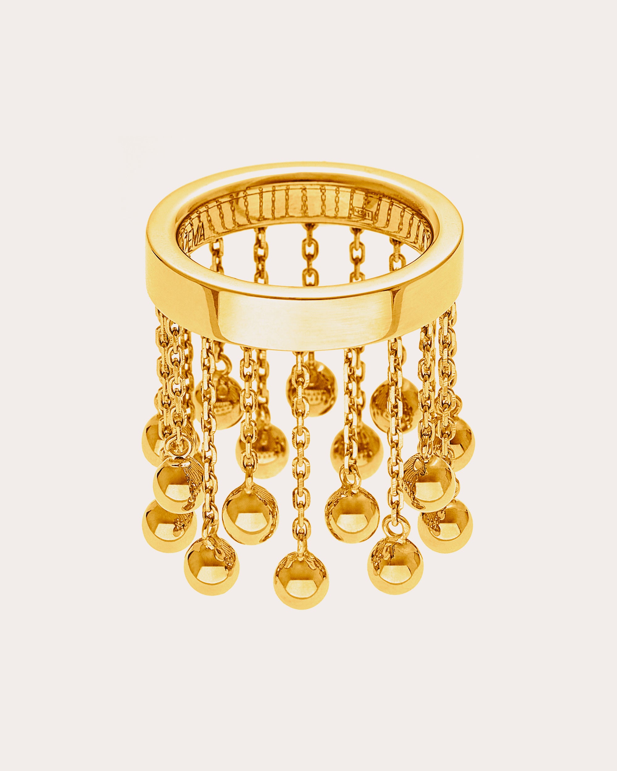 18k Gold Orbs Chainfall Ring