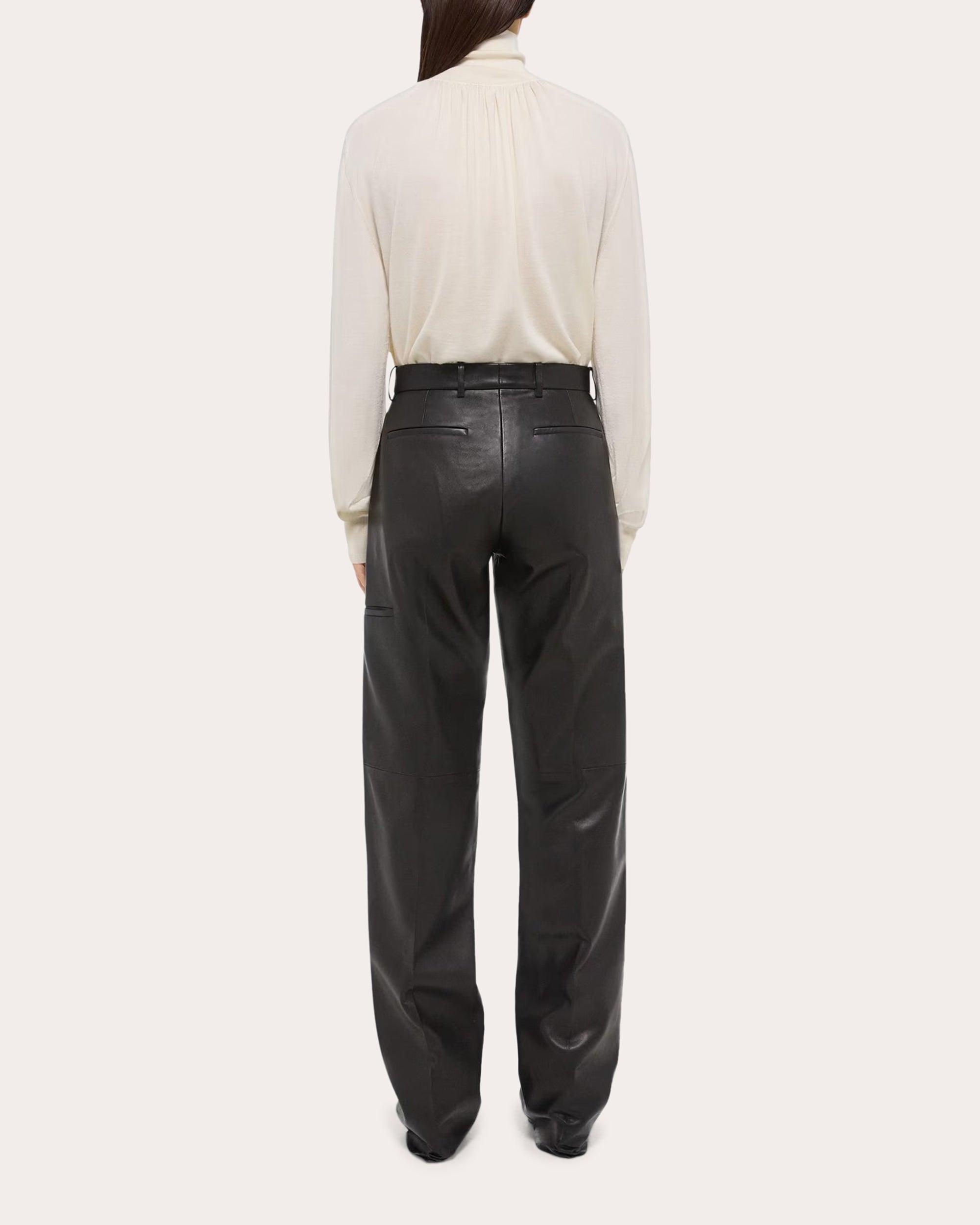 Ruched Wool-Silk Turtleneck