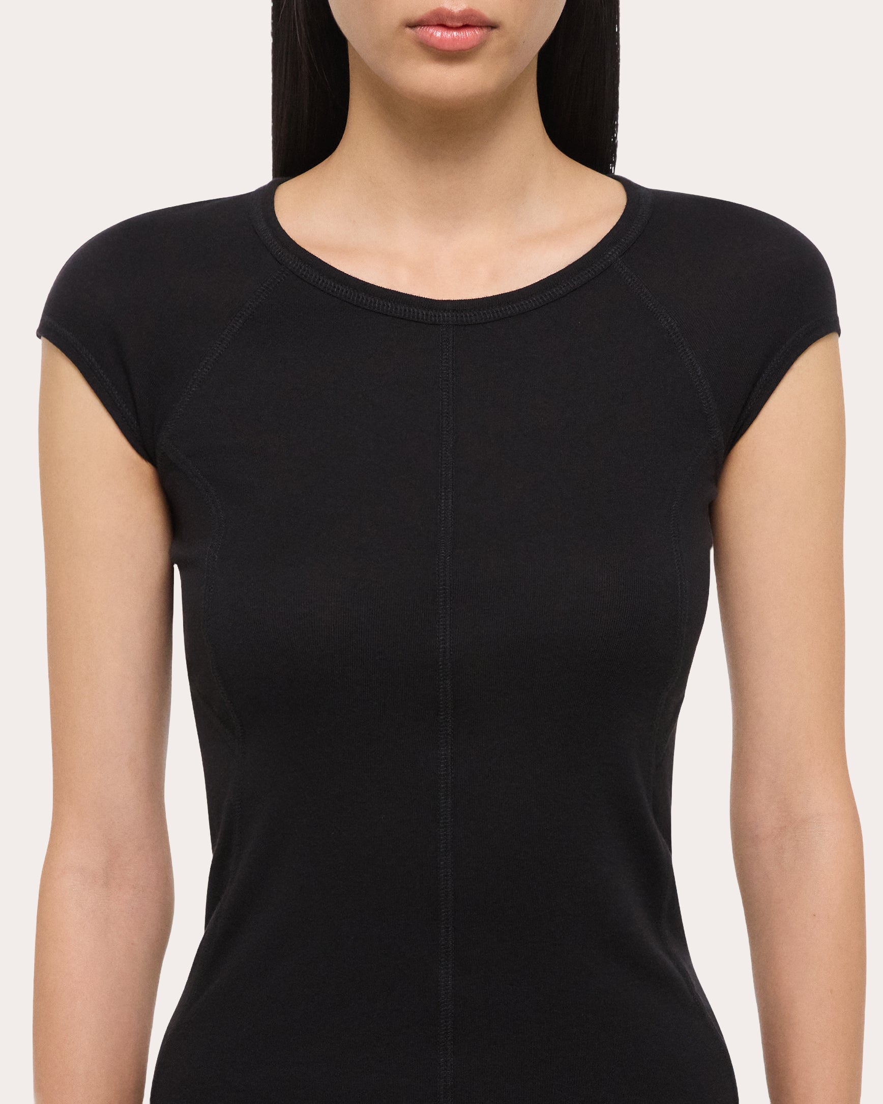 Paneled Ribbed Modal and Cotton-Blend Top