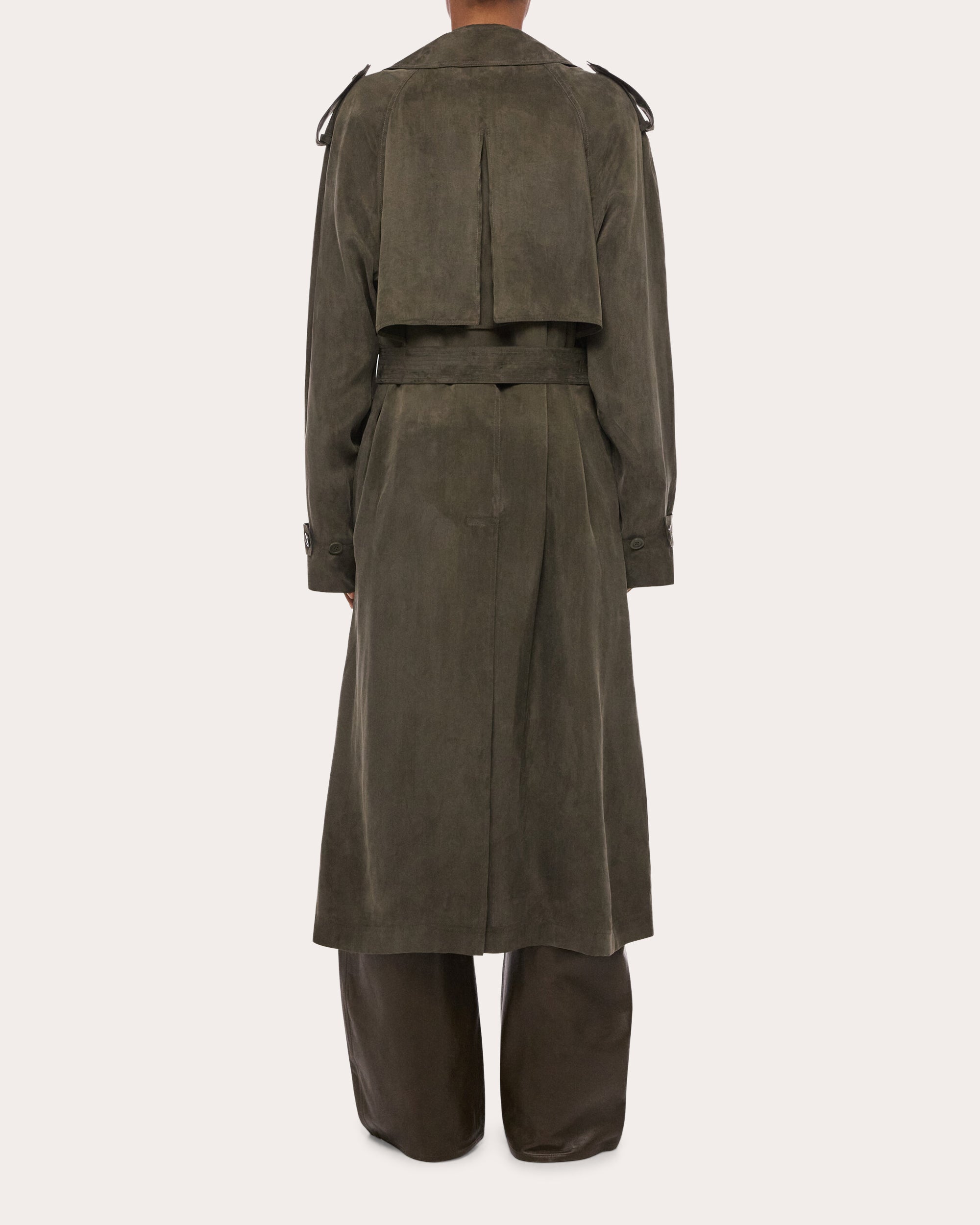 Fluid Microsuede Trench Coat