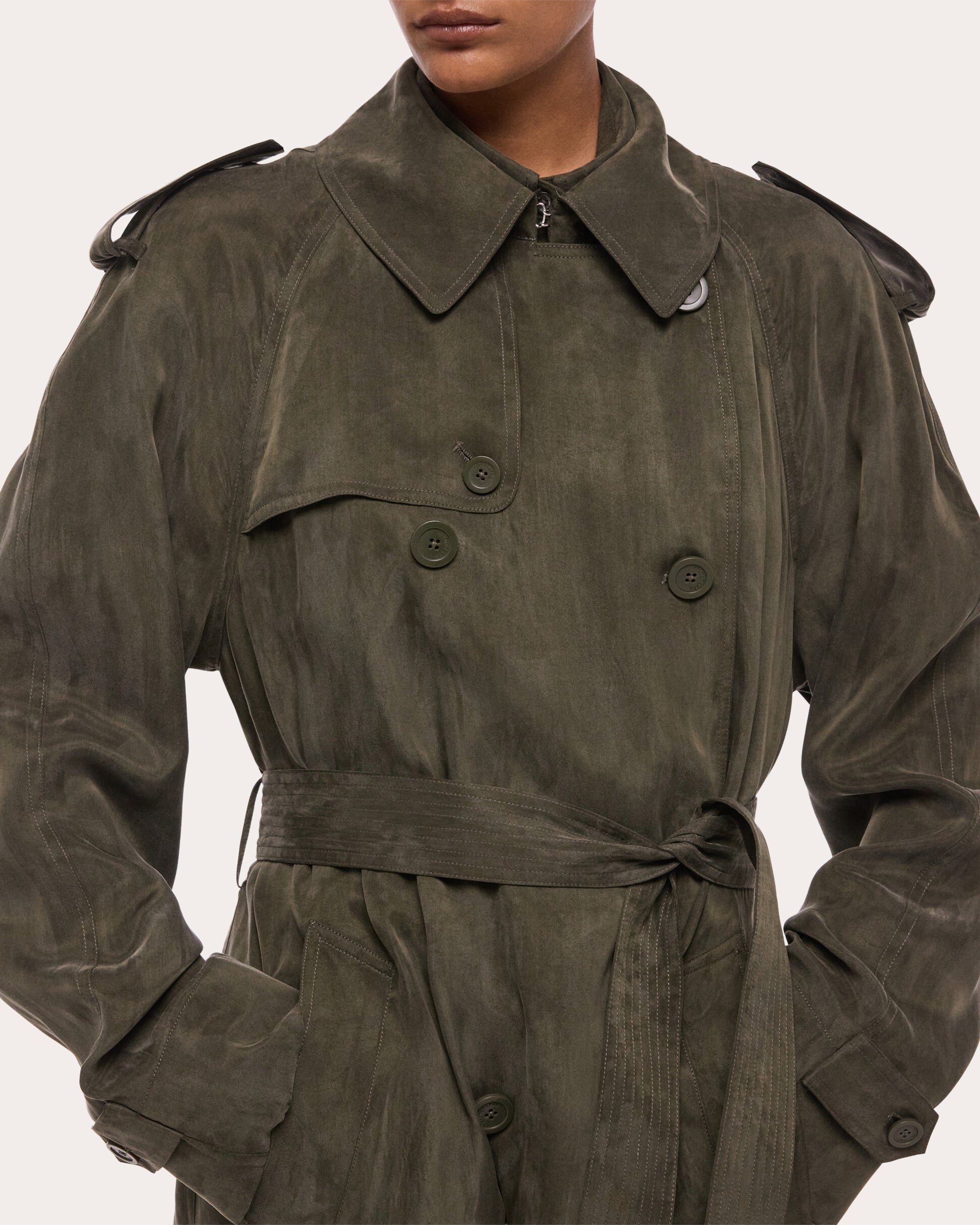 Fluid Microsuede Trench Coat