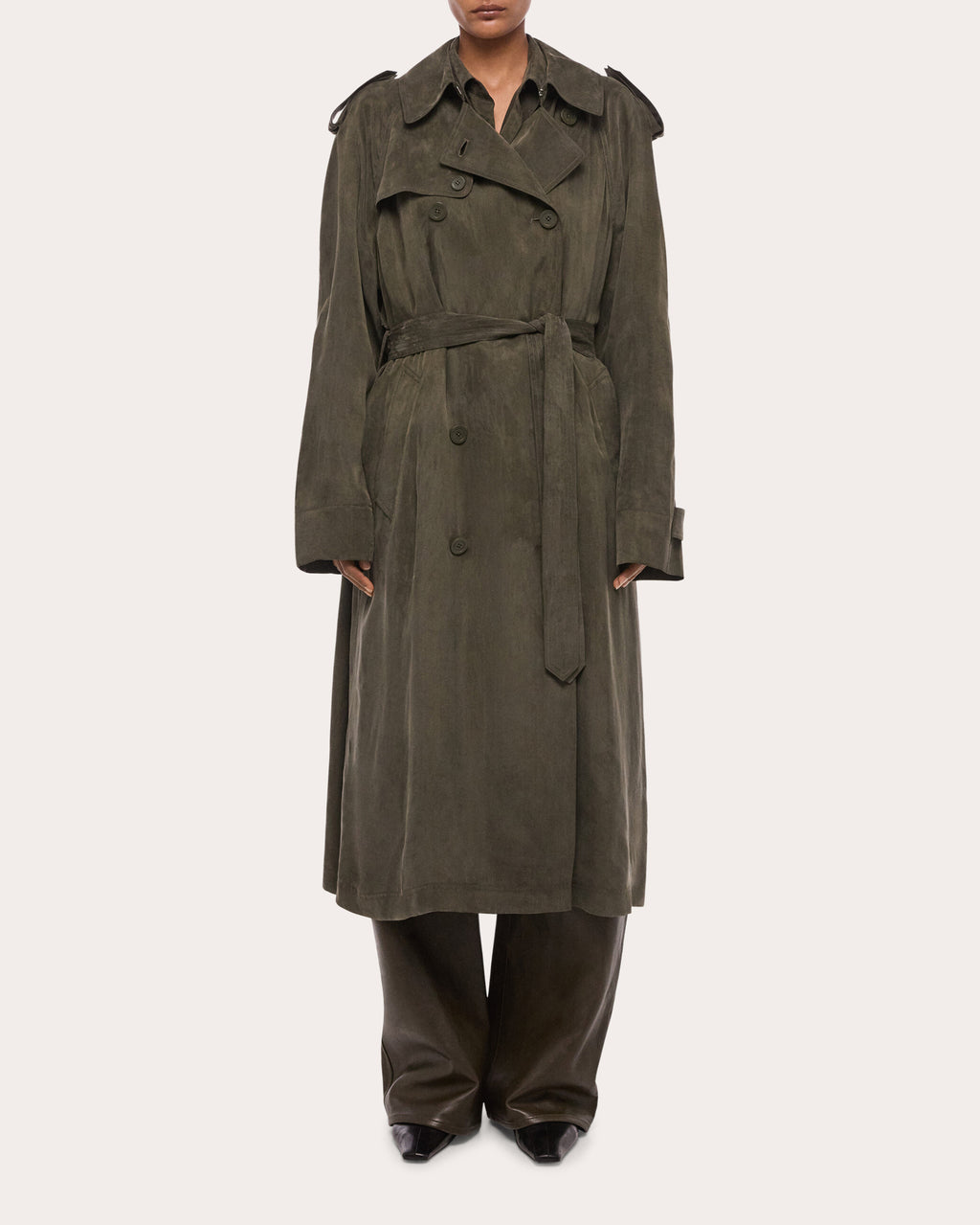 Fluid Microsuede Trench Coat