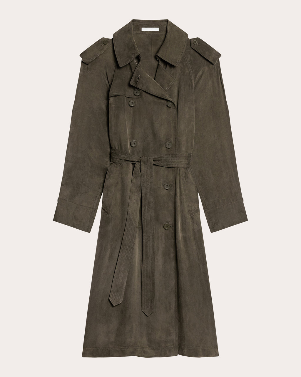 Fluid Microsuede Trench Coat