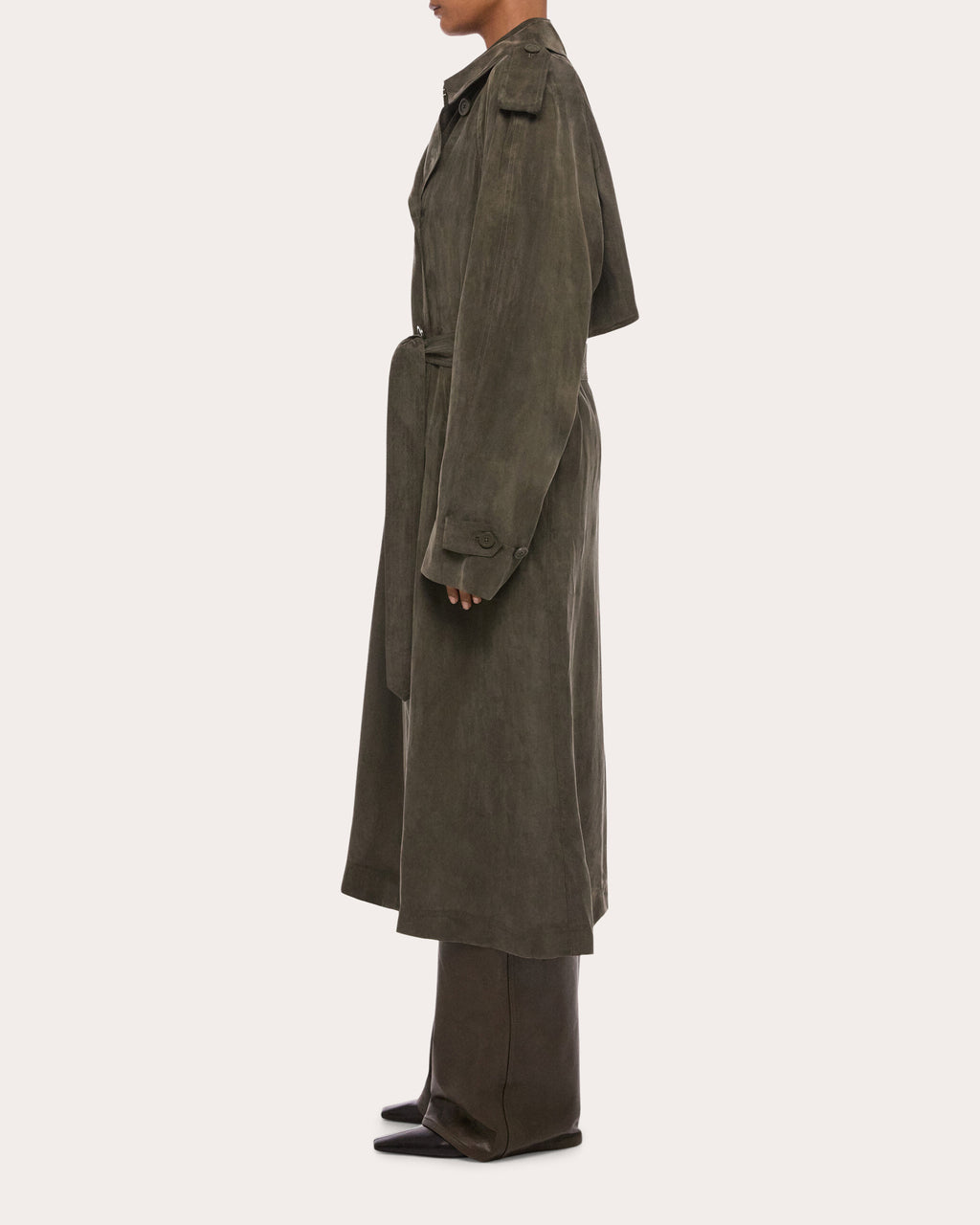 Fluid Microsuede Trench Coat