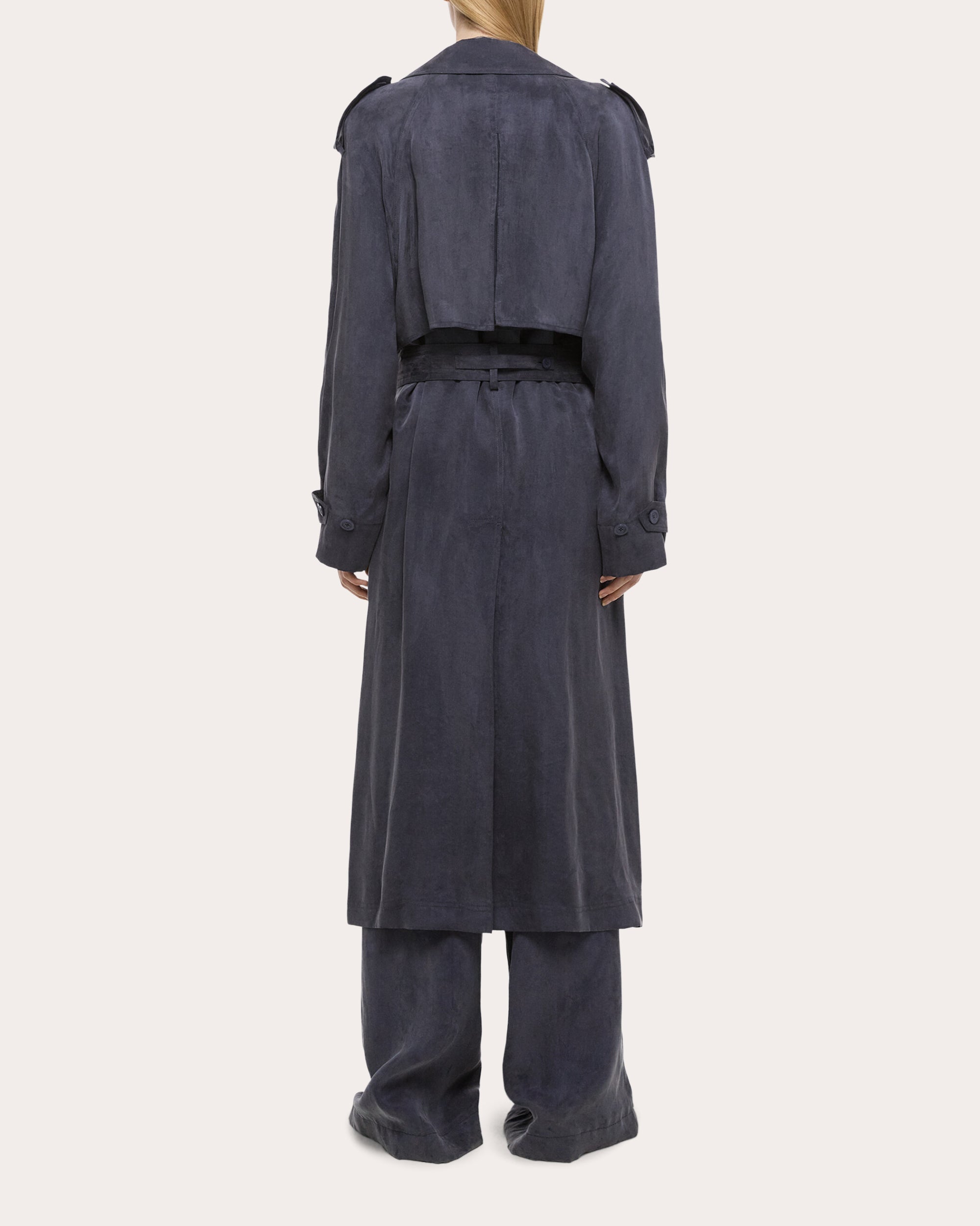 Fluid Microsuede Trench Coat
