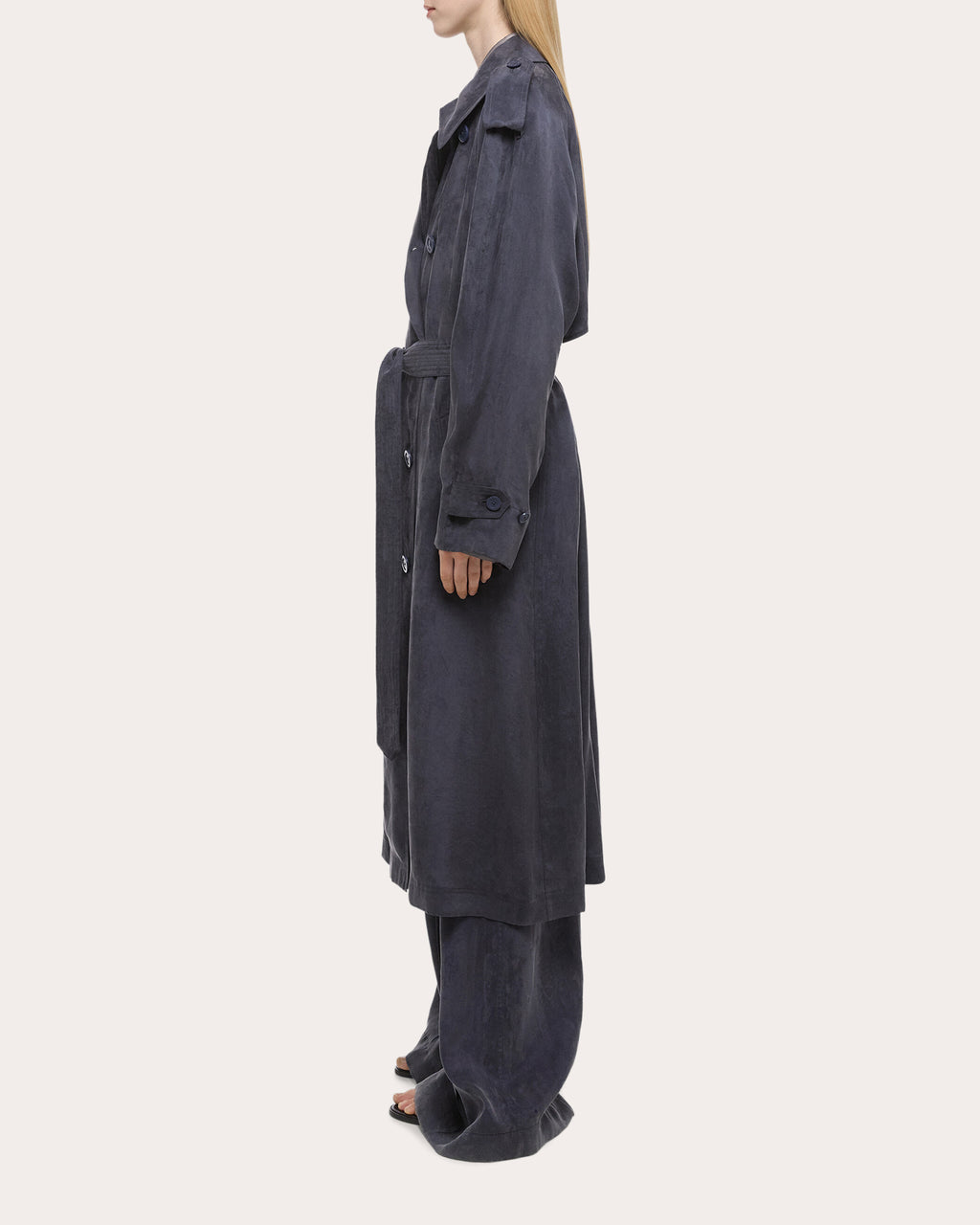Fluid Microsuede Trench Coat