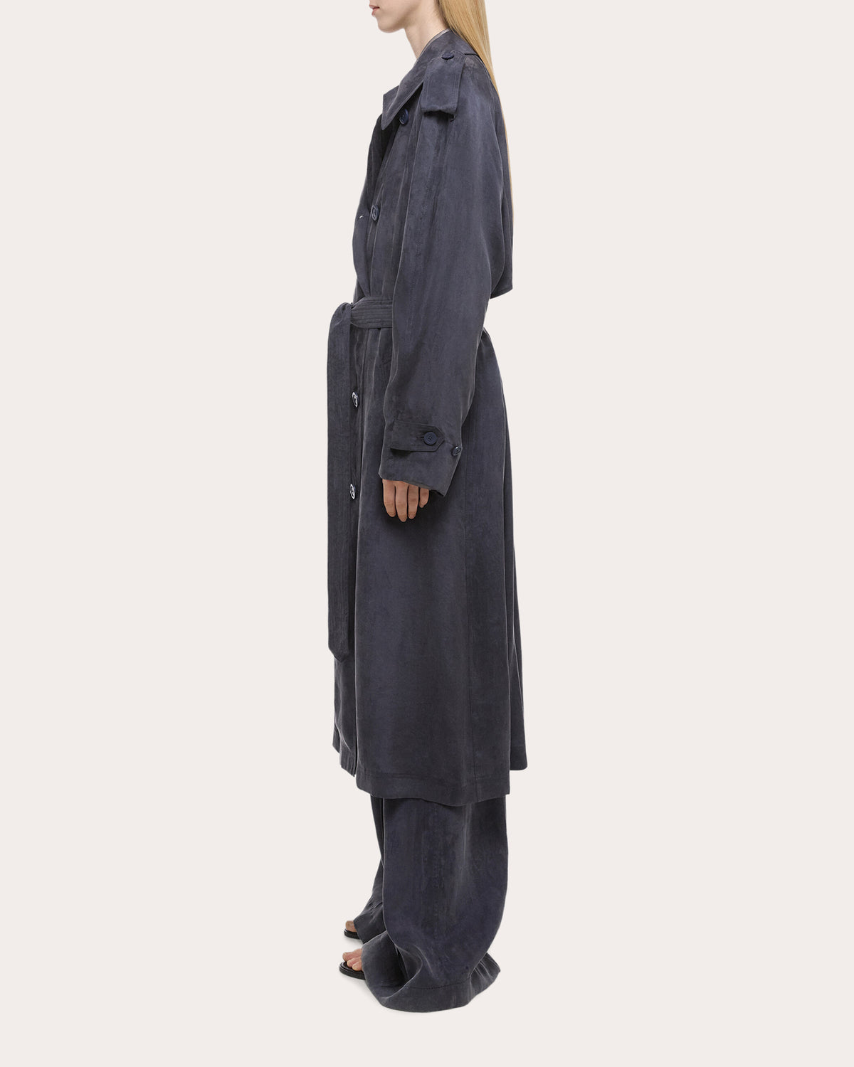 Fluid Microsuede Trench Coat