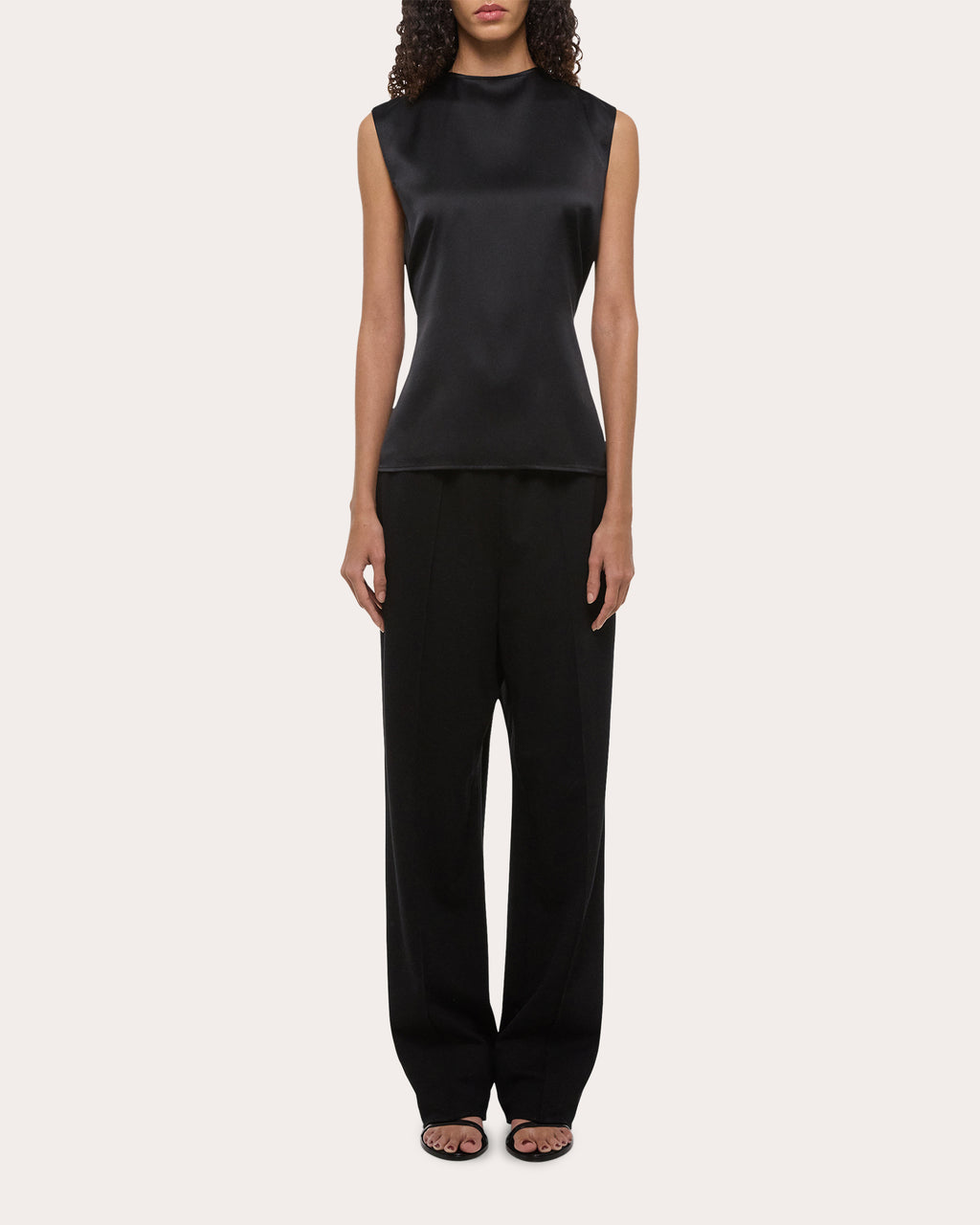 Silk Satin Reversible Scarf Drape Top