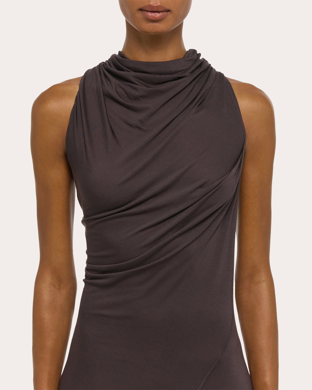 Draped Jersey Sleeveless Wind Maxi Dress