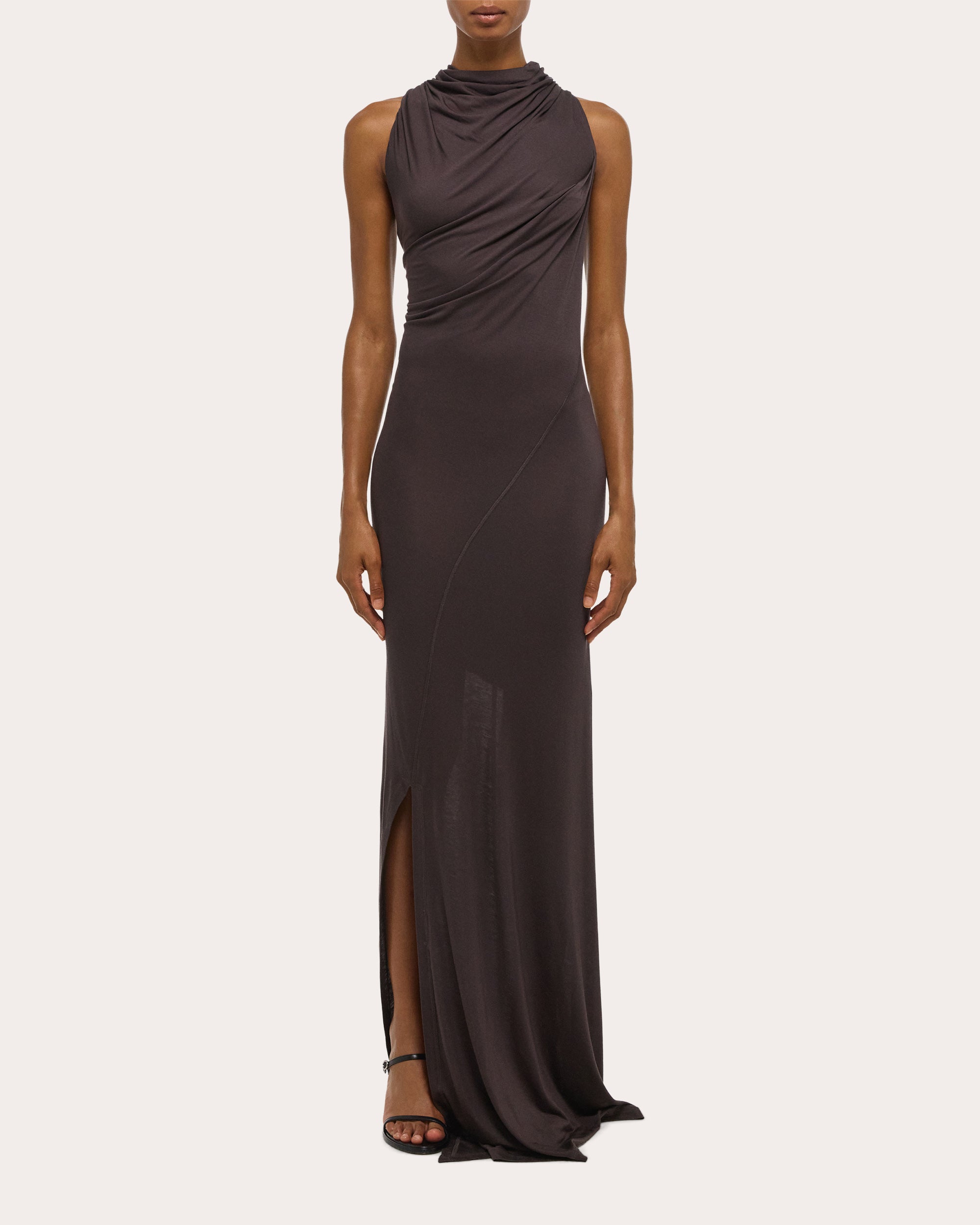 Draped Jersey Sleeveless Wind Maxi Dress