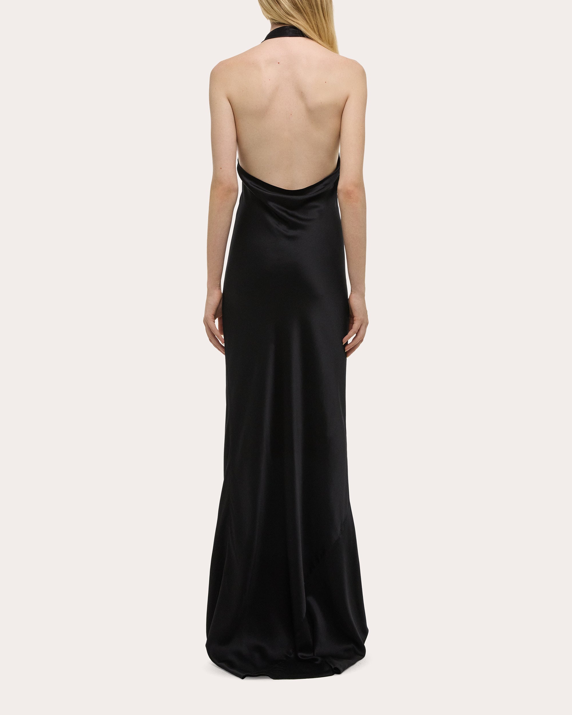 Silk Bias-Cut Cowl Neck Maxi Dress