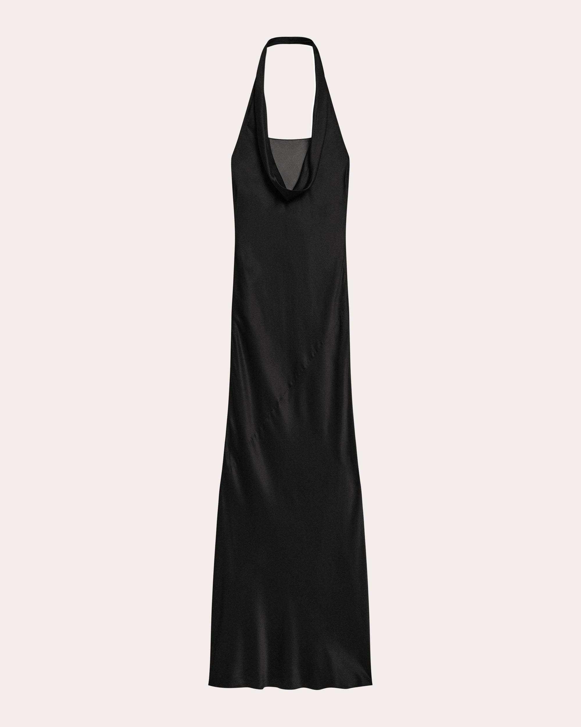 Silk Bias-Cut Cowl Neck Maxi Dress