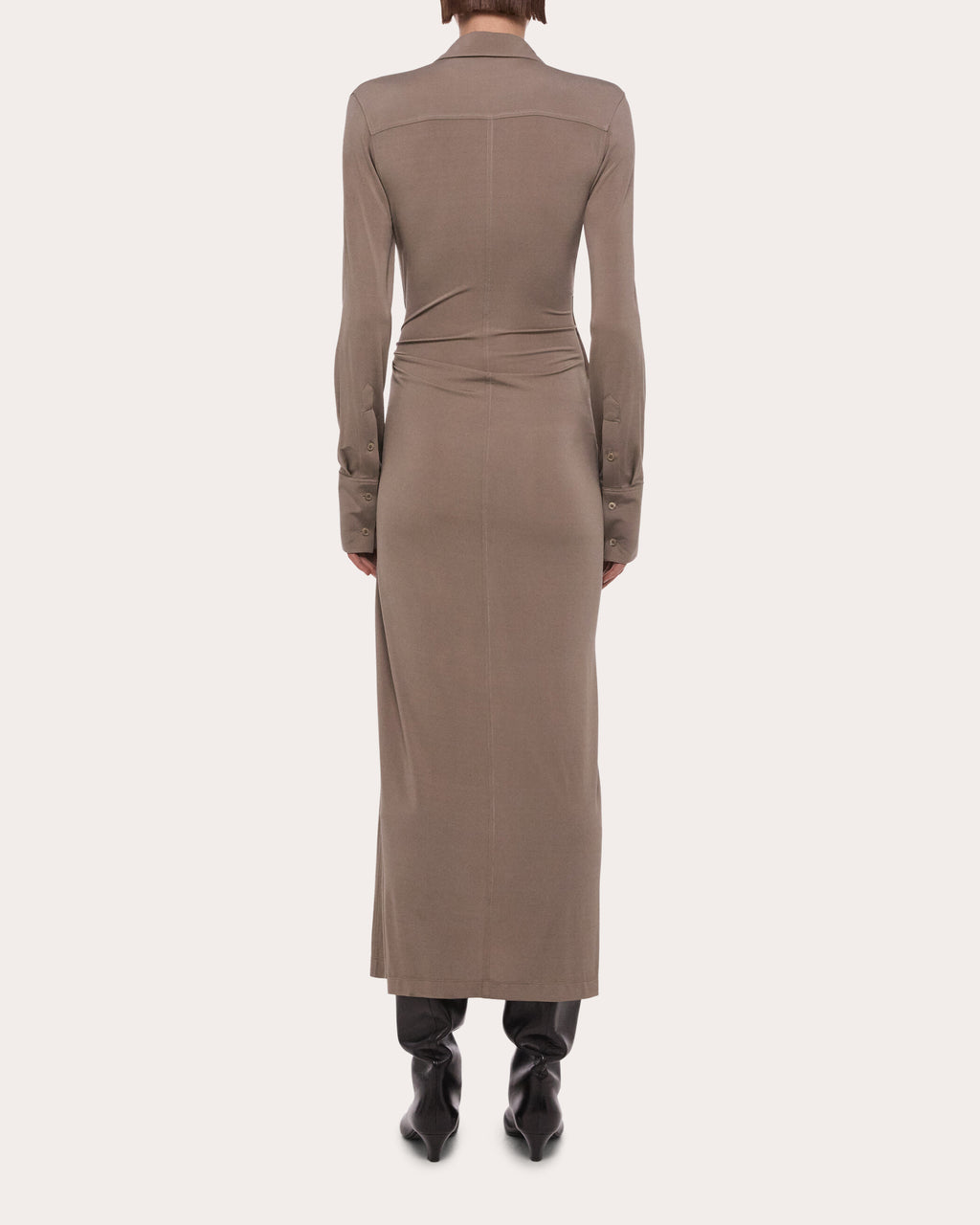 Stretch Jersey Twisted Shirt Dress