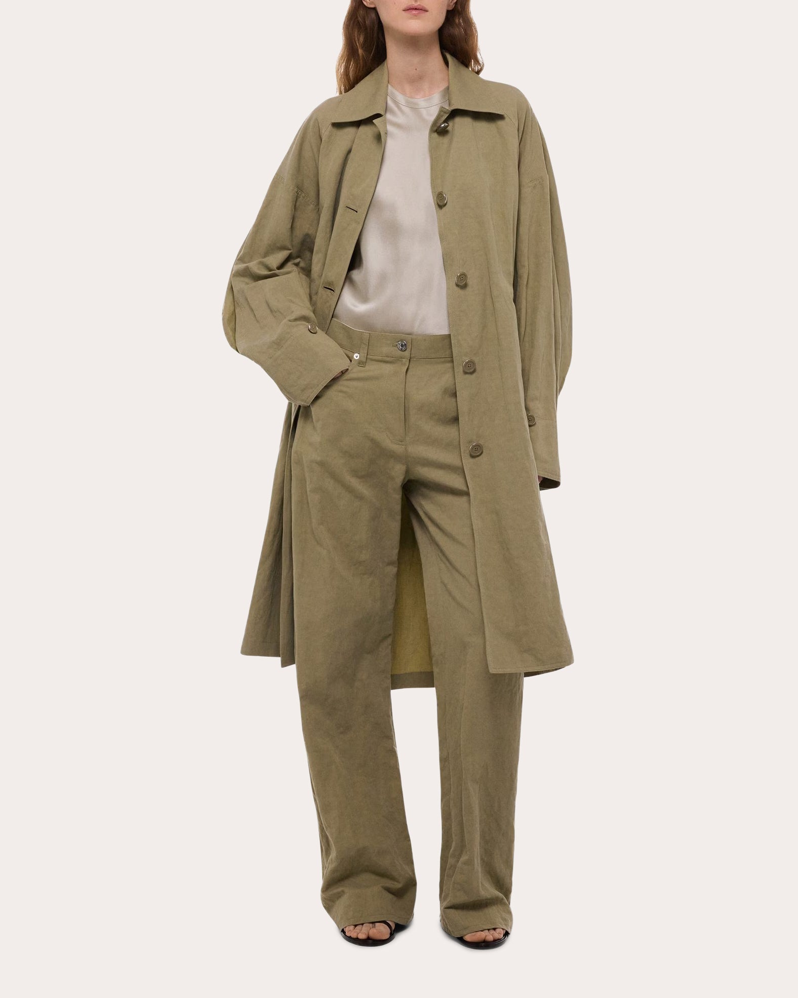 Cotton Linen Cape Trench Coat