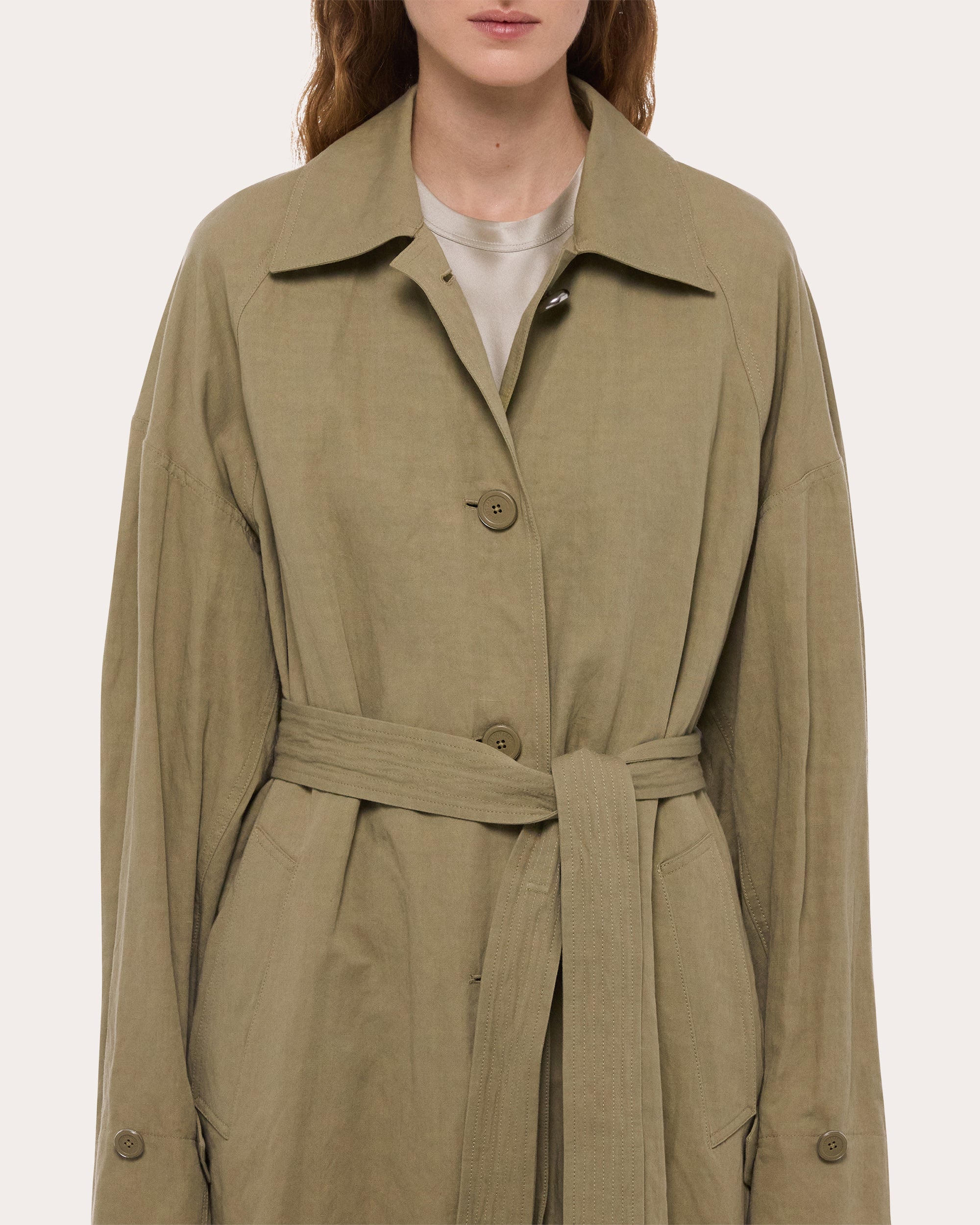 Cotton Linen Cape Trench Coat
