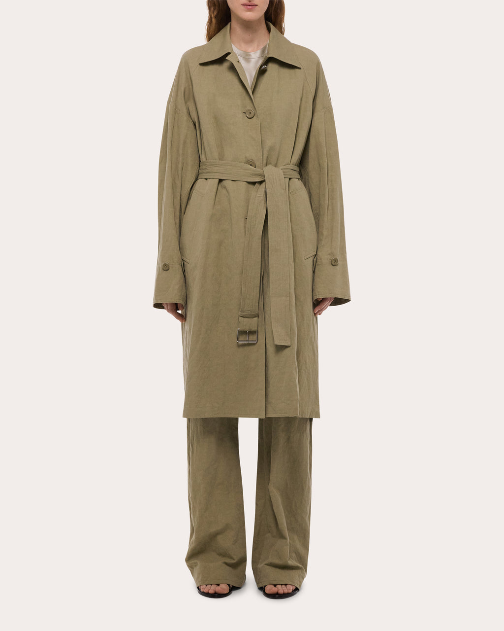 Cotton Linen Cape Trench Coat