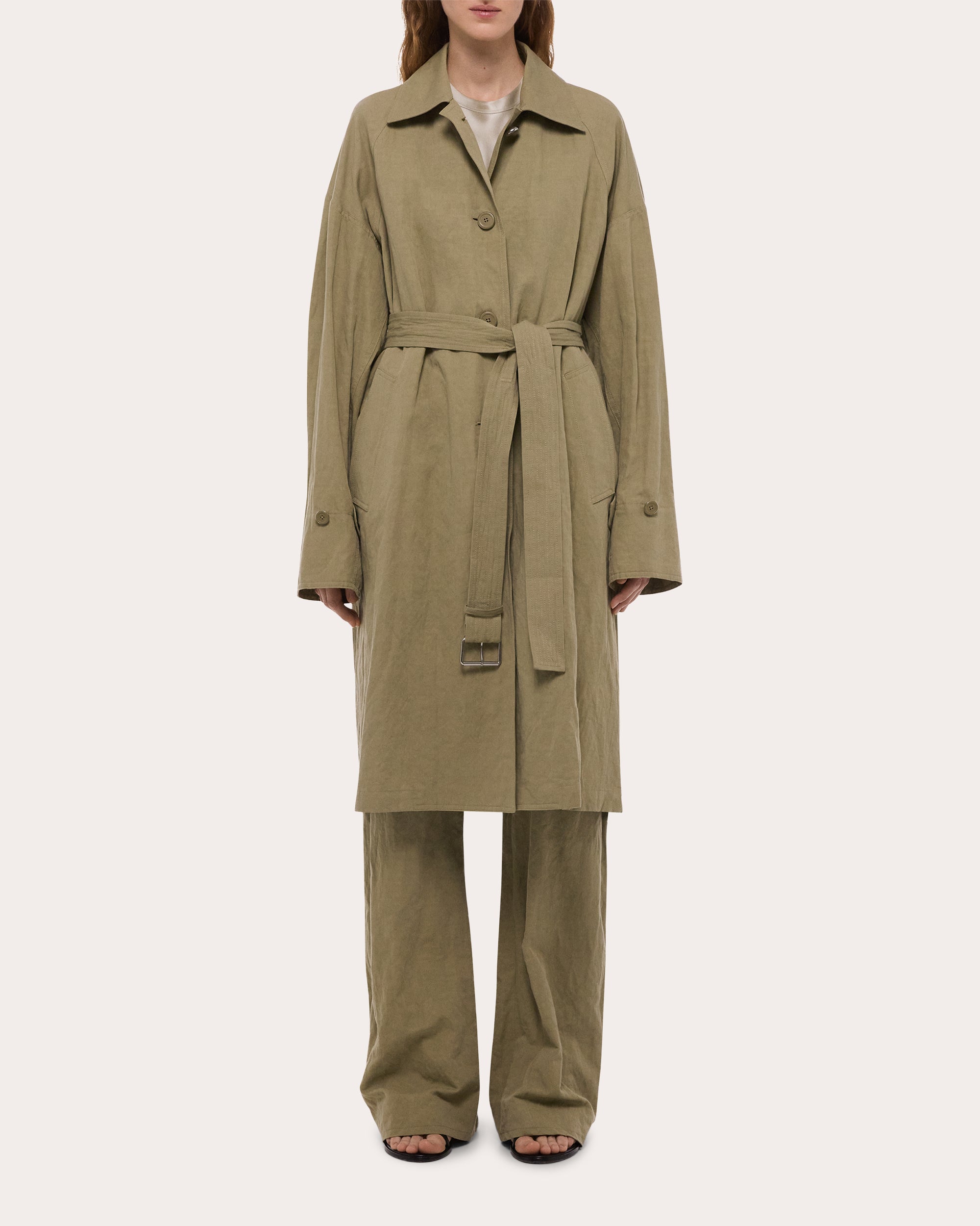 Cotton Linen Cape Trench Coat