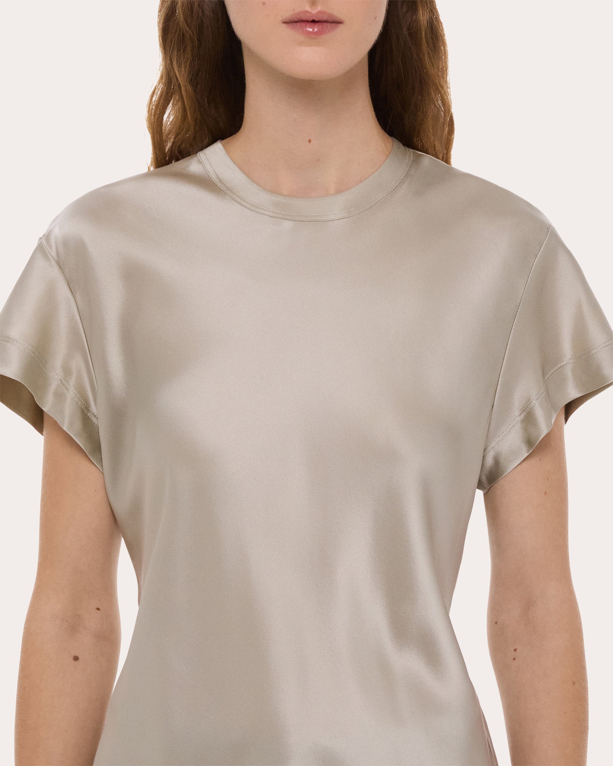 Silk Satin Crewneck Tee