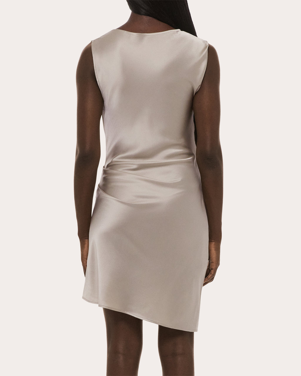 Silk Satin Sleeveless Drape Dress