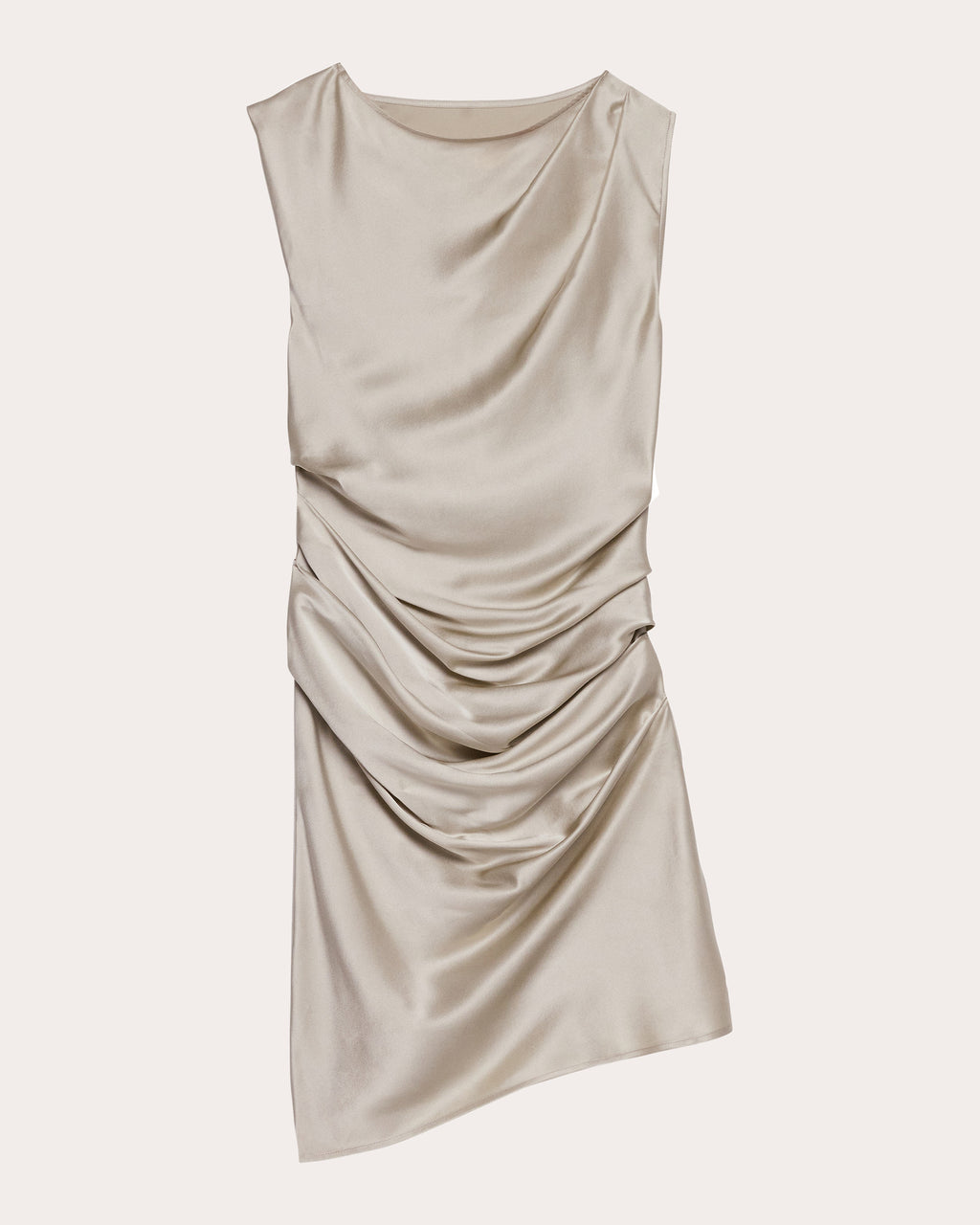 Silk Satin Sleeveless Drape Dress